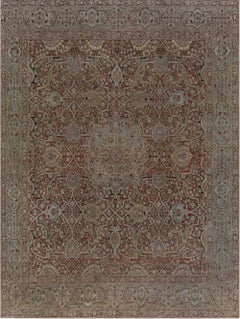 Doris Leslie Blau Antique Tabriz Medallion Warm Tan Hand-Knotted Rug - c. 1900