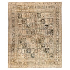 Doris Leslie Blau Antique Tabriz Tan Rug - c. 1880 (Size Adjusted) Garden Design