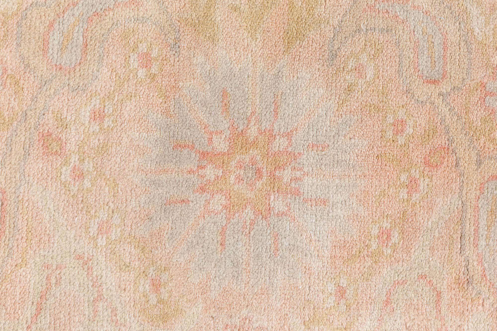 Hand-Woven Doris Leslie Blau Antique Turkish Borlou Botanic Handwoven Wool Rug For Sale