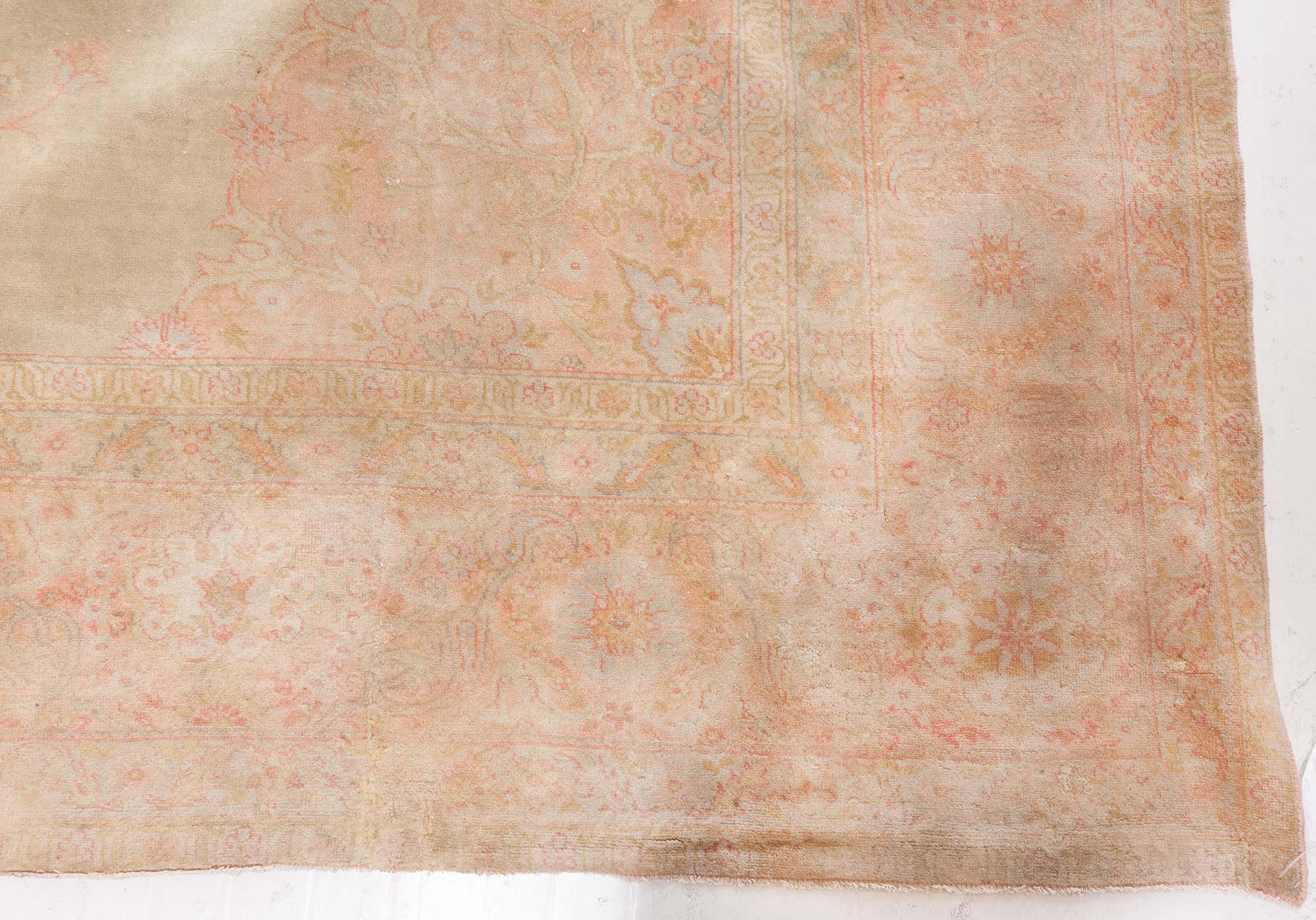 19th Century Doris Leslie Blau Antique Turkish Borlou Botanic Handwoven Wool Rug For Sale