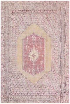 Doris Leslie Blau Antique Turkish Floral Medallion In Pale Sand Rug - c. 1880
