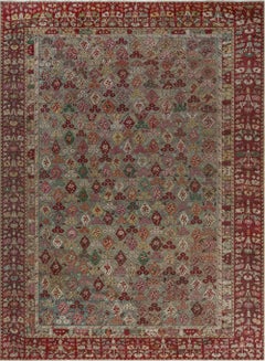 Doris Leslie Blau Antique Turkish Ghiordes Rug with Floral Design, Size Adjusted
