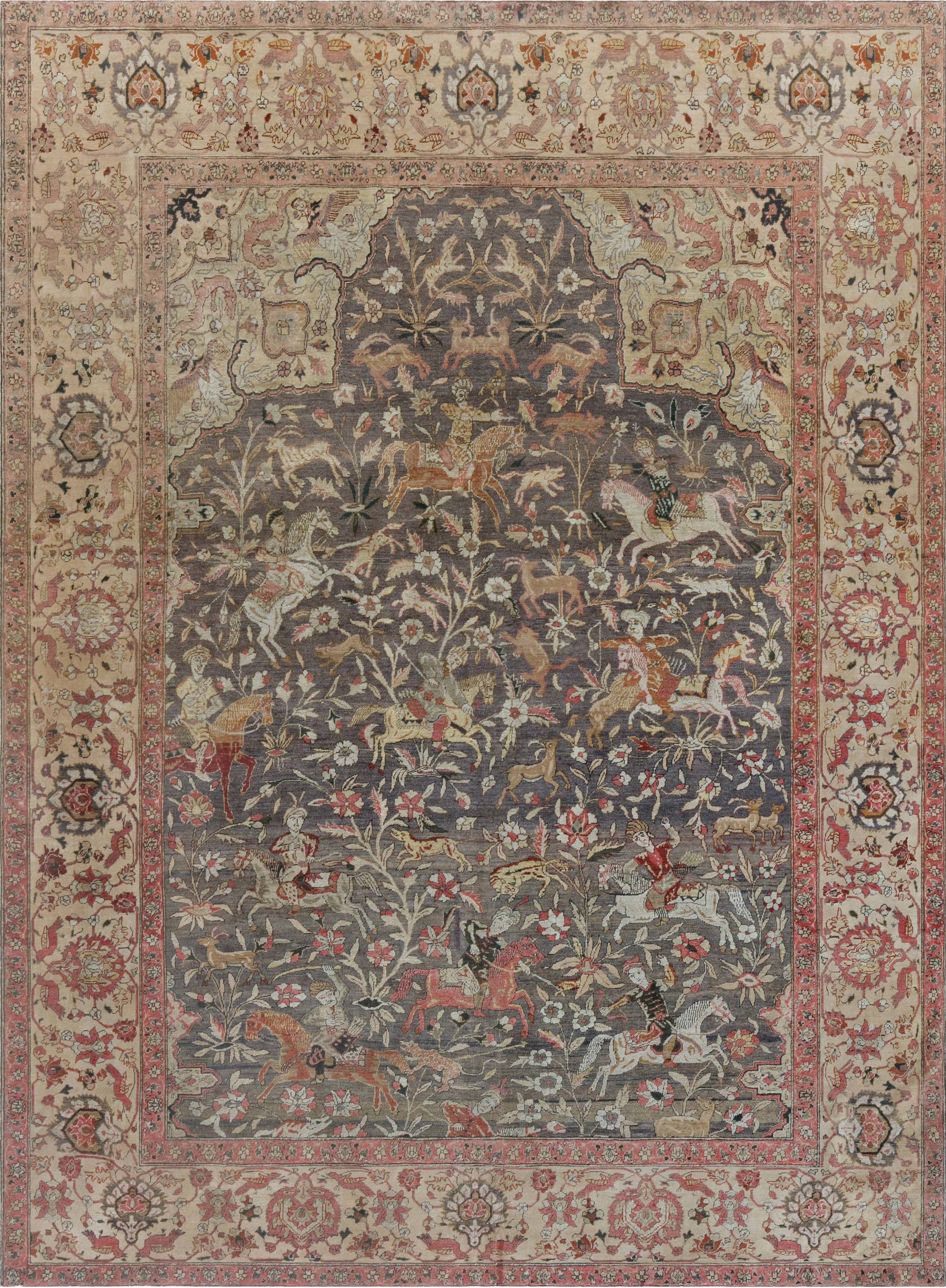 Doris Leslie Blau Antique Turkish Hereke Hunting Rug For Sale