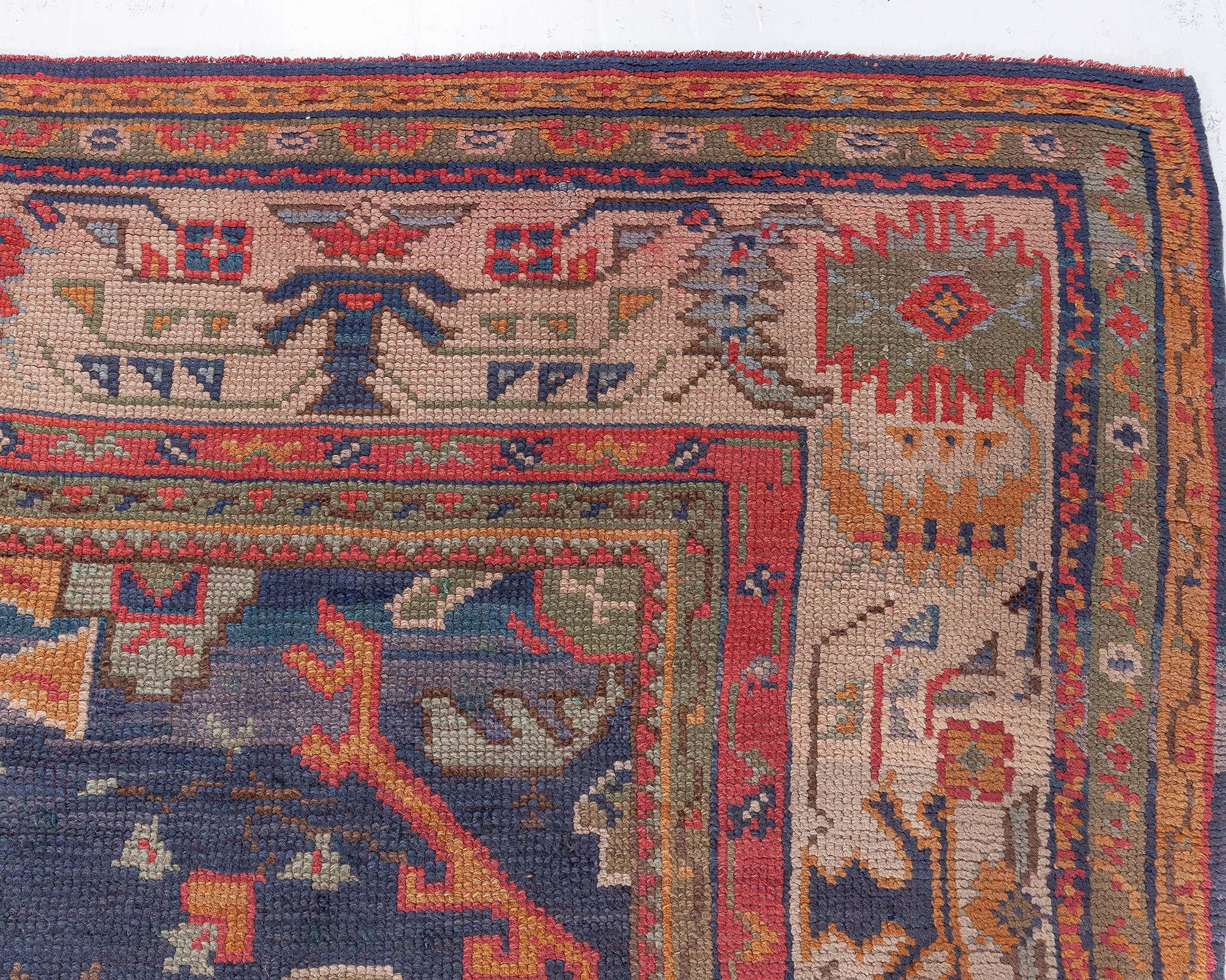 Wool Doris Leslie Blau Antique Turkish Oushak Rug For Sale