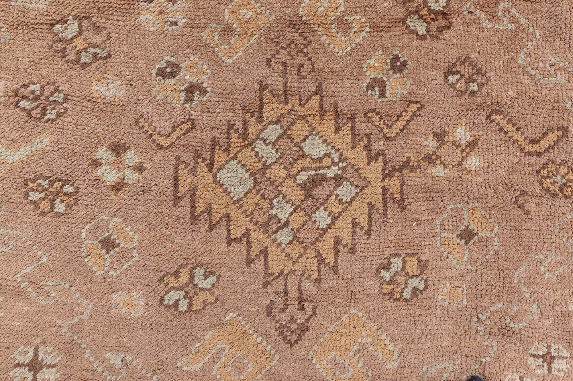 Turc Doris Leslie Blau Antique Turkish Oushak Brown Handwoven Wool Rugs by Doris Leslie Blau en vente