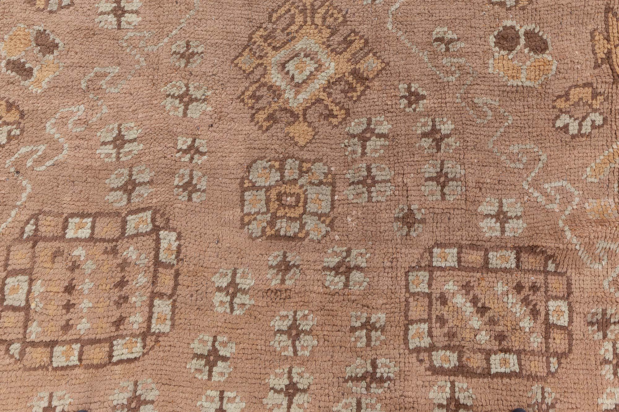 Noué à la main Doris Leslie Blau Antique Turkish Oushak Brown Handwoven Wool Rugs by Doris Leslie Blau en vente