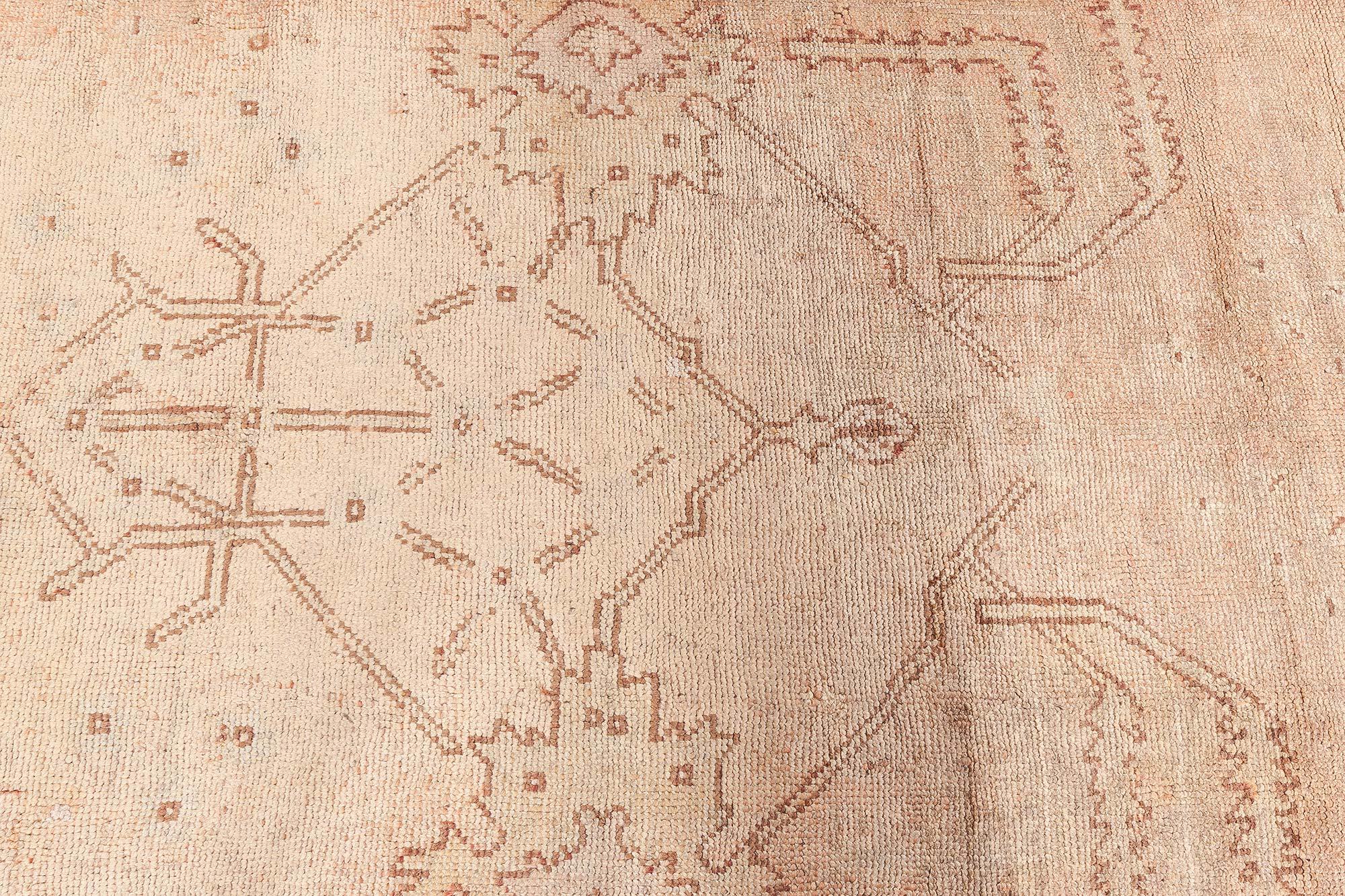 Wool Doris Leslie Blau Antique Turkish Oushak Rug For Sale