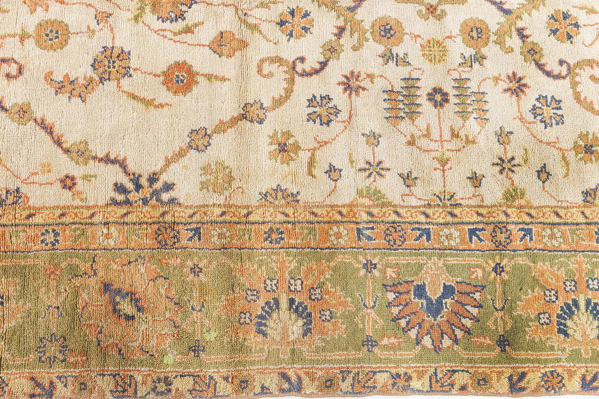 Hand-Knotted Doris Leslie Blau Antique Turkish Oushak Rug For Sale
