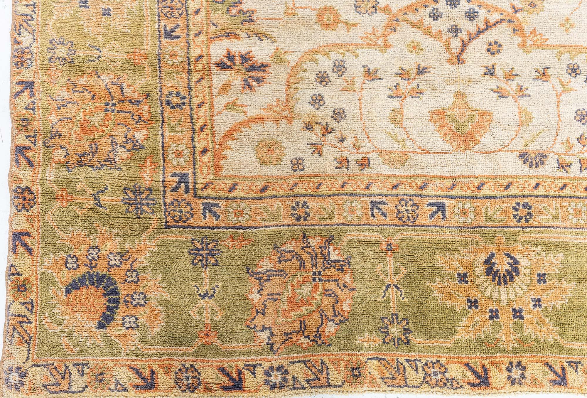 Wool Doris Leslie Blau Antique Turkish Oushak Rug For Sale