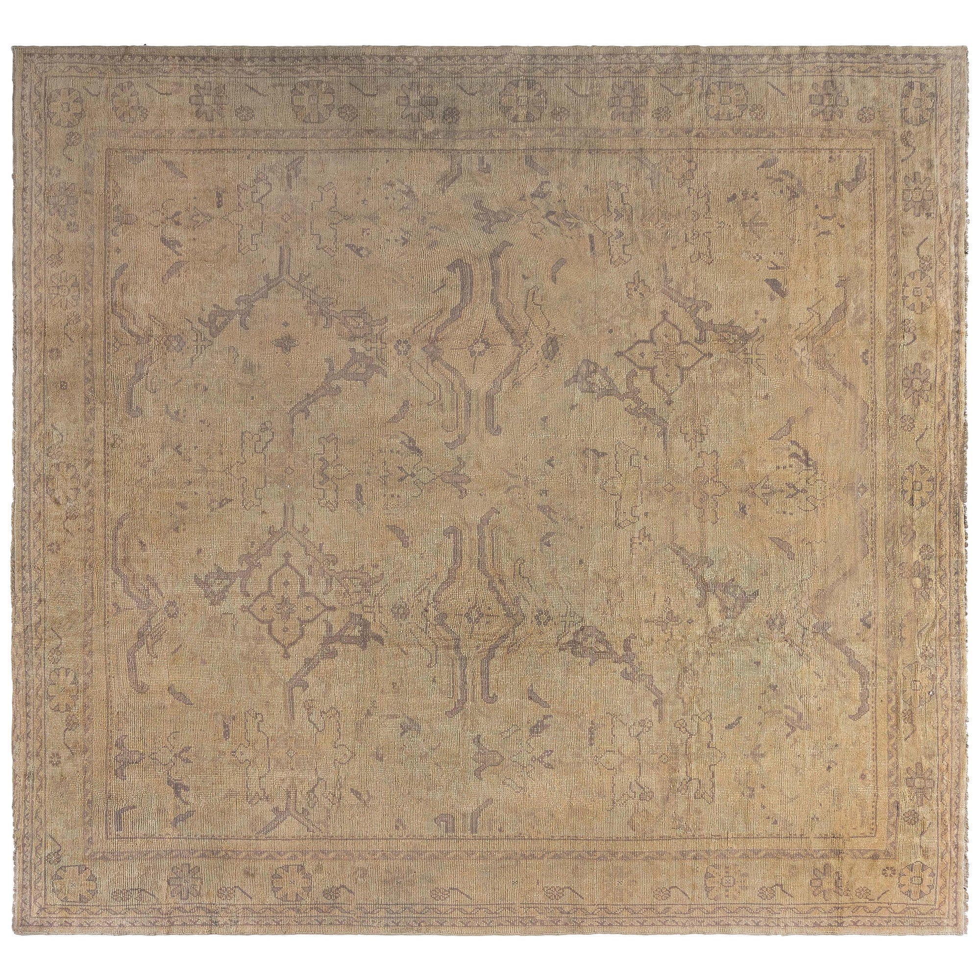 Doris Leslie Blau Tappeto antico turco Oushak marrone in lana fatto a mano
