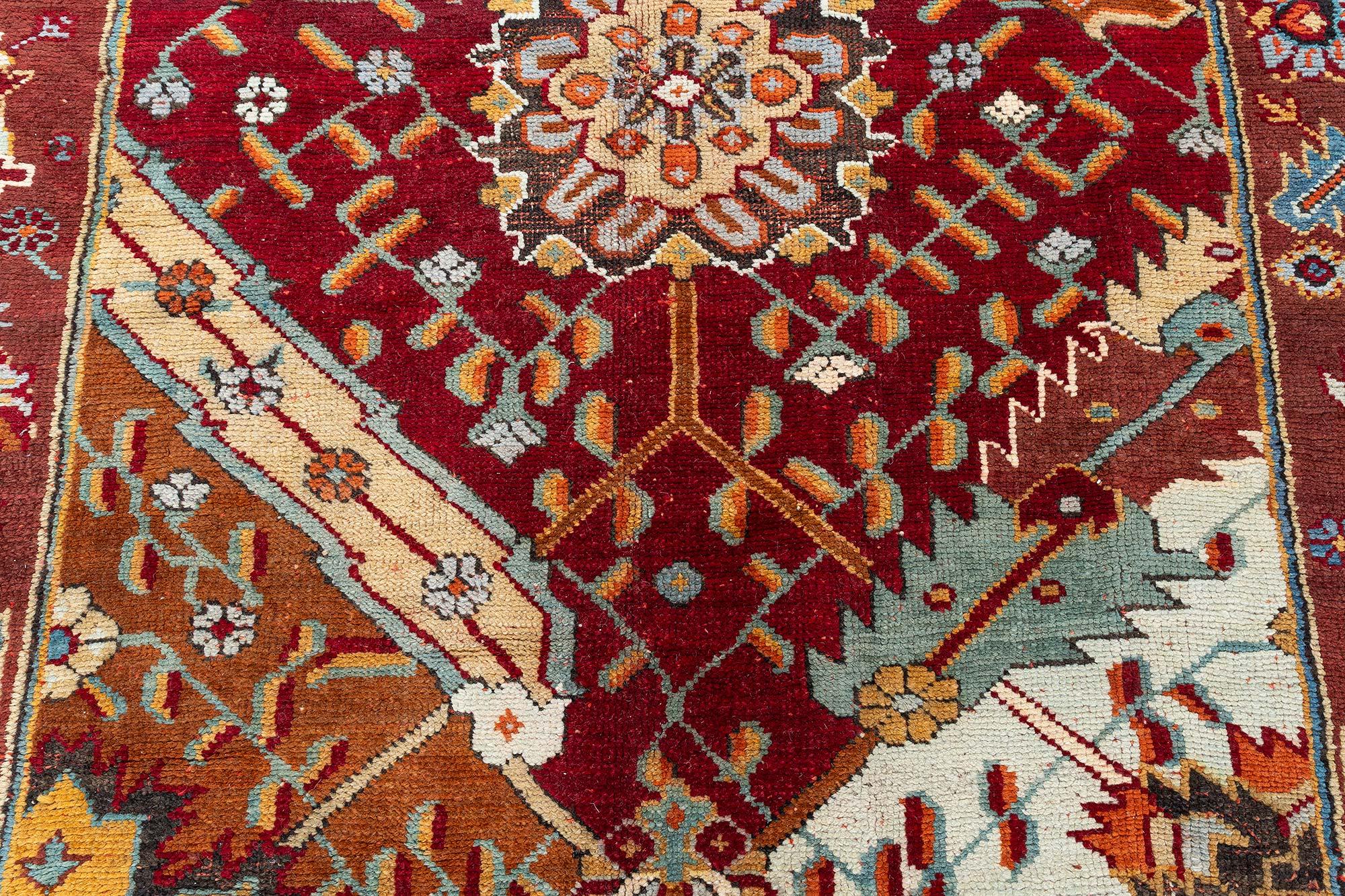 Wool Doris Leslie Blau Antique Turkish Oushak Runner For Sale