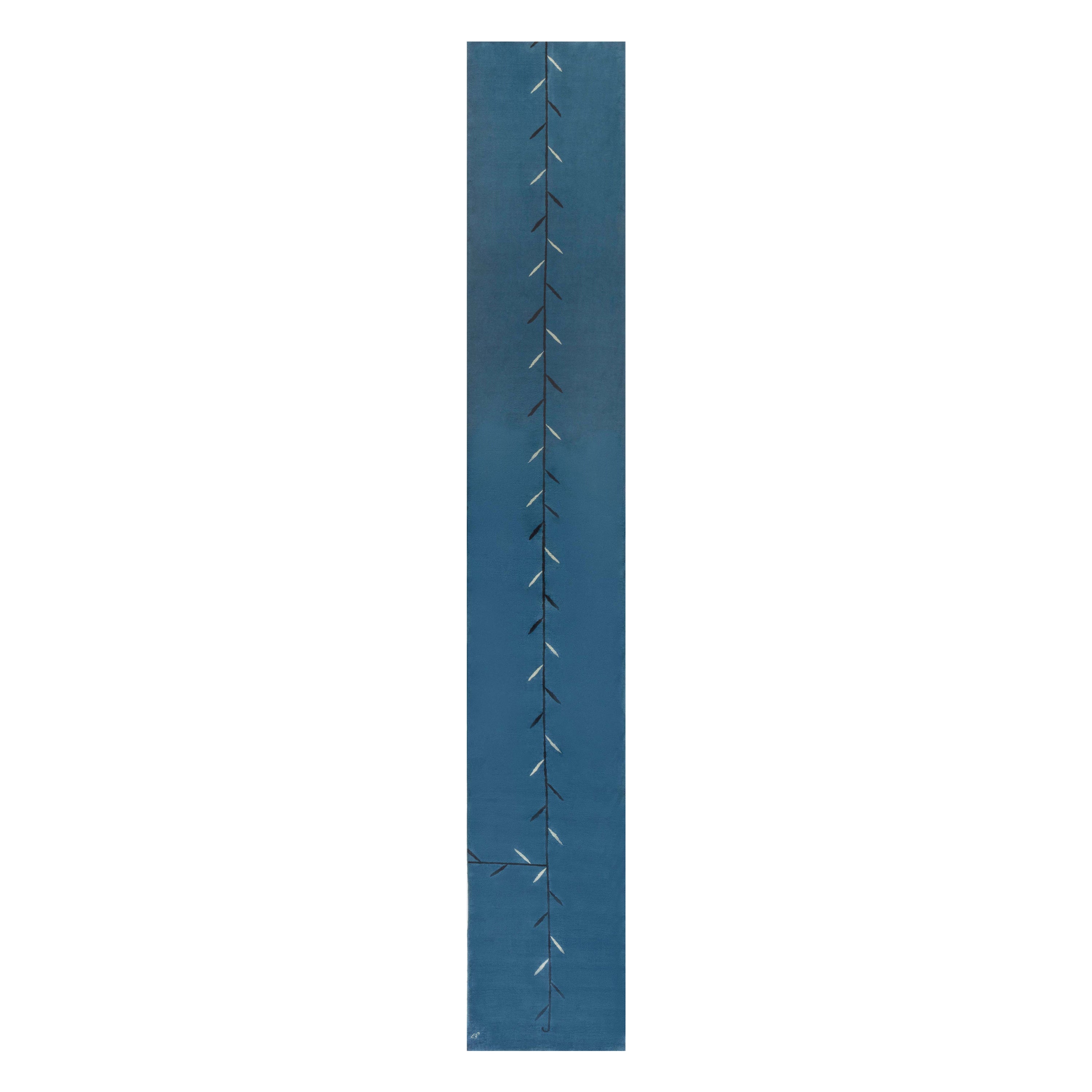 Doris Leslie Blau Art Deco Persian Meshad Blue Runner in vendita