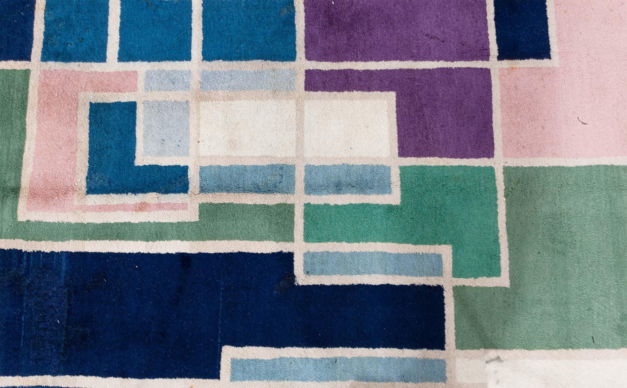 Doris Leslie Blau Art-Deco-Teppich von Mario Radice (signiert MRADICE) (Handgeknüpft) im Angebot
