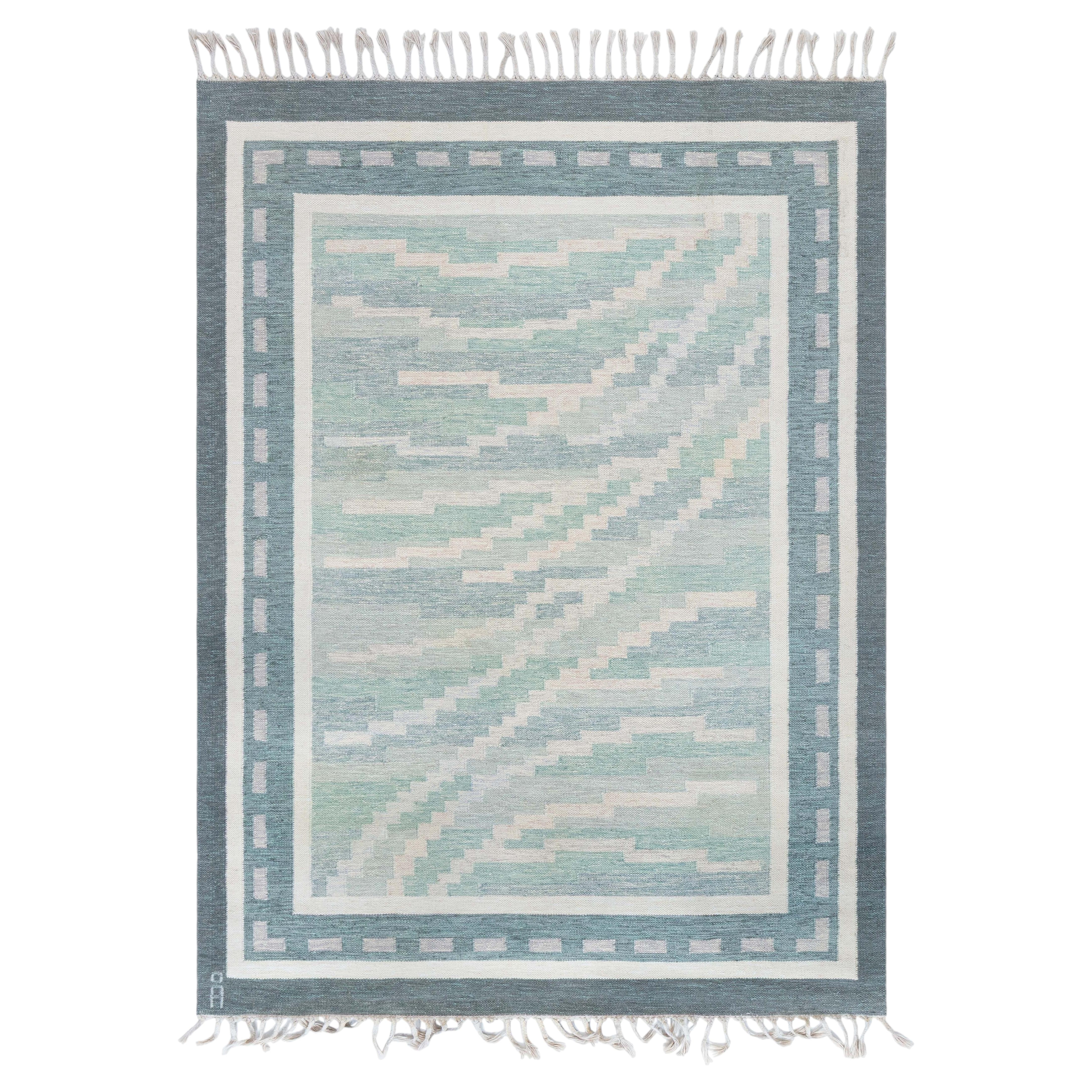 Tapis artisanal vintage suédois abstrait gris ardoise, noué à la main, de Doris Leslie Blau