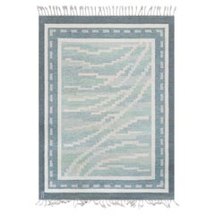 Doris Leslie Blau – handgeknüpfter Vintage-Teppich im schwedischen Stil, abstrakt, schiefergrau