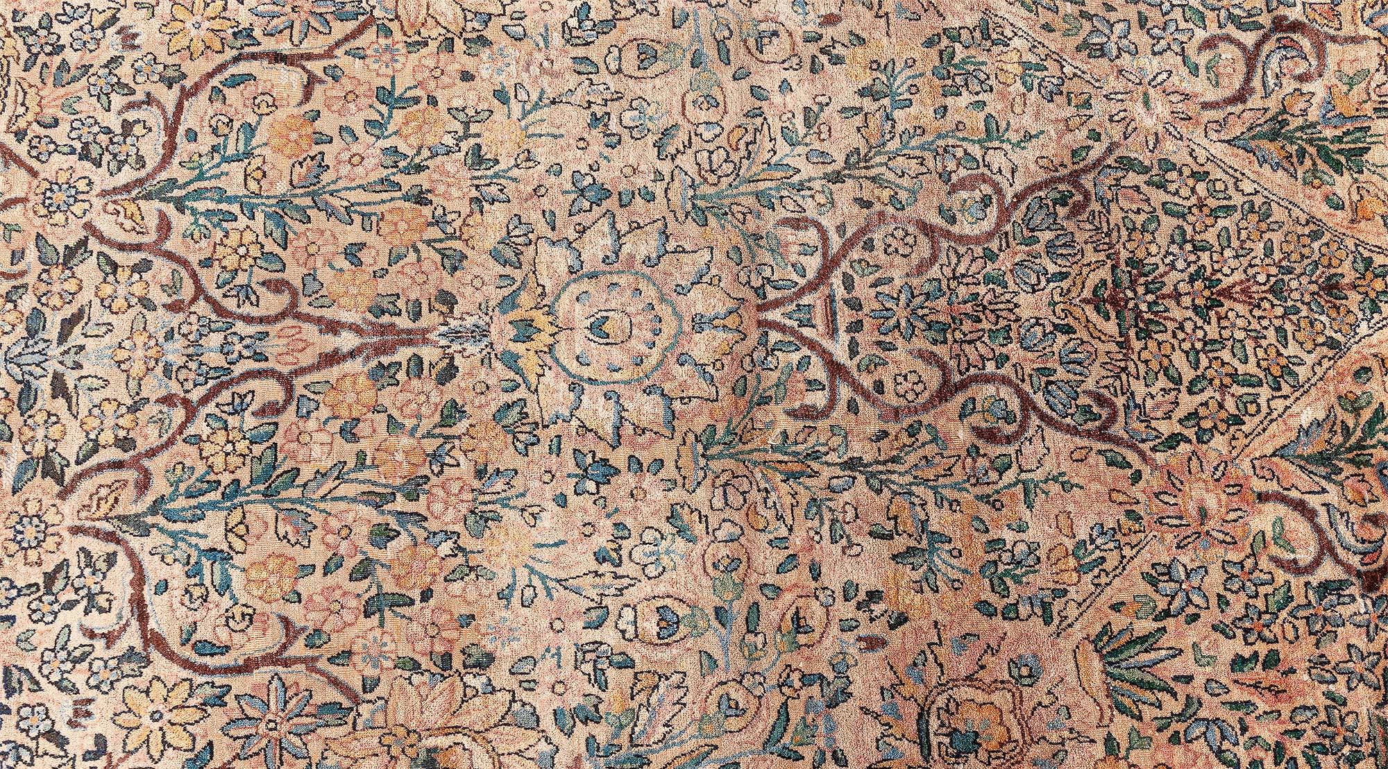 Doris Leslie Blau Authenric Persischer Kirman Handgeknüpfter Wollteppich (Wolle) im Angebot