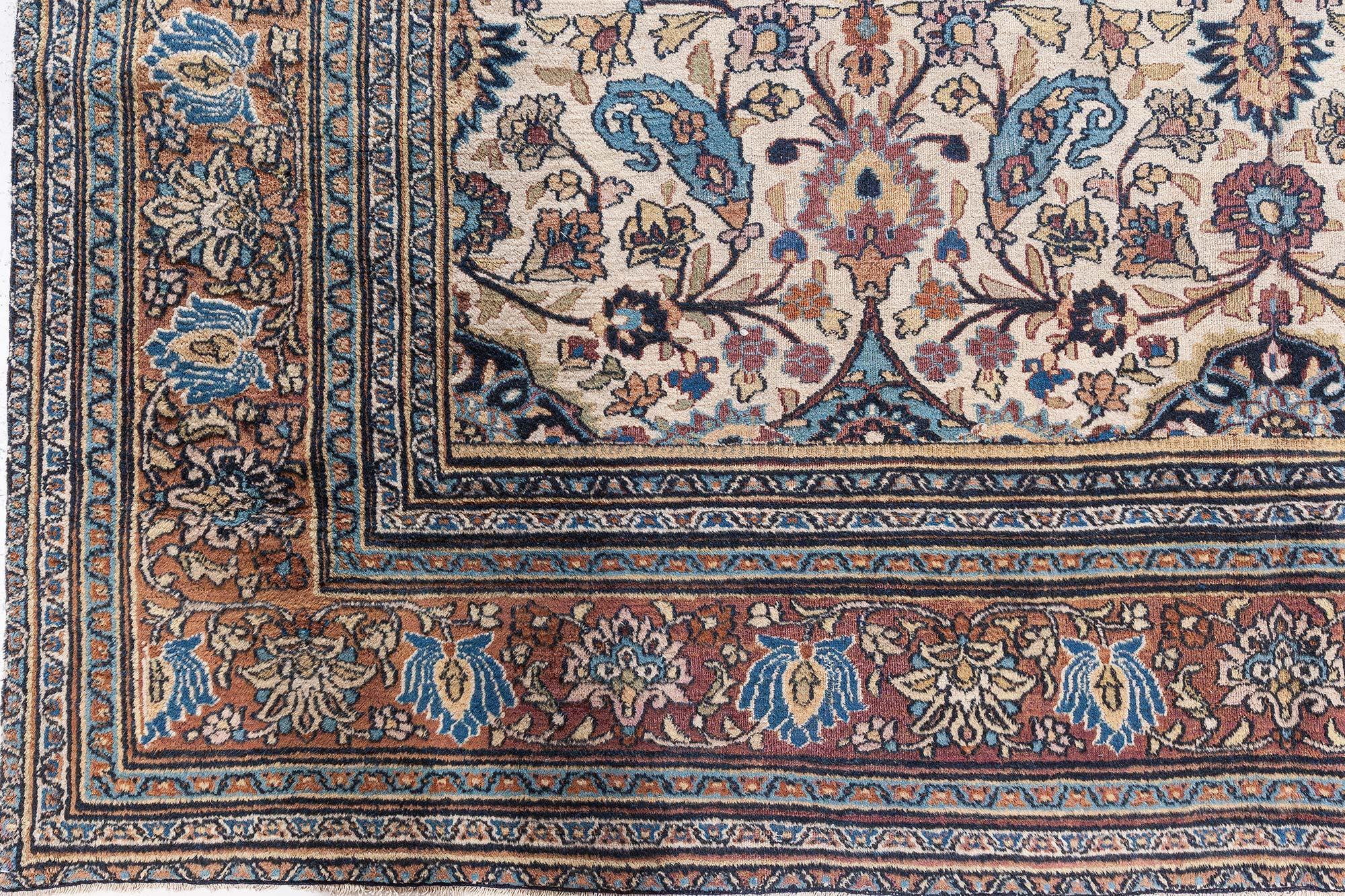 Doris Leslie Blau Authentischer 1900er Persischer Meshad Handgefertigter Wollteppich (Handgeknüpft) im Angebot