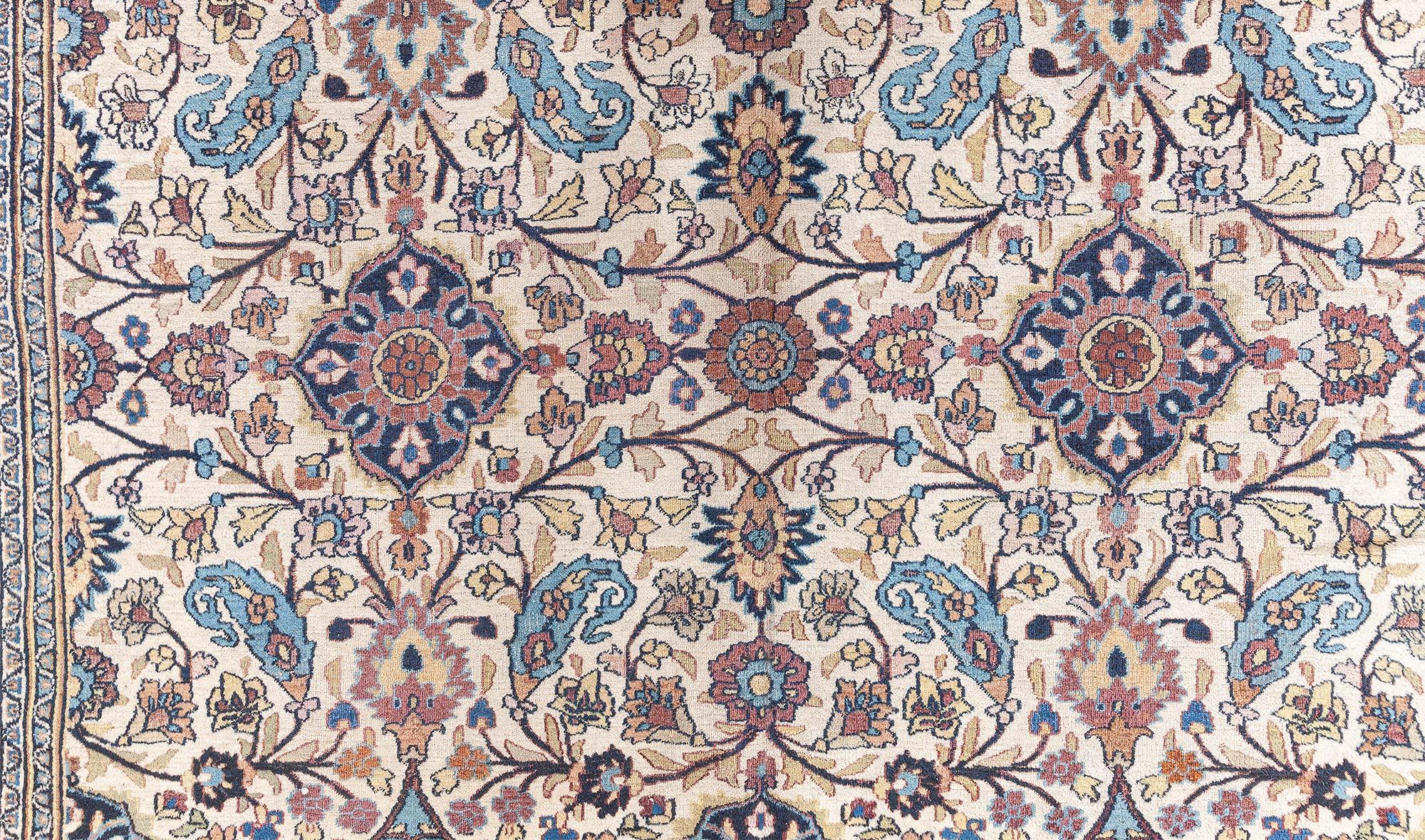 20th Century Doris Leslie Blau Authentic 1900s Persian Meshad Handmade Wool Rug For Sale