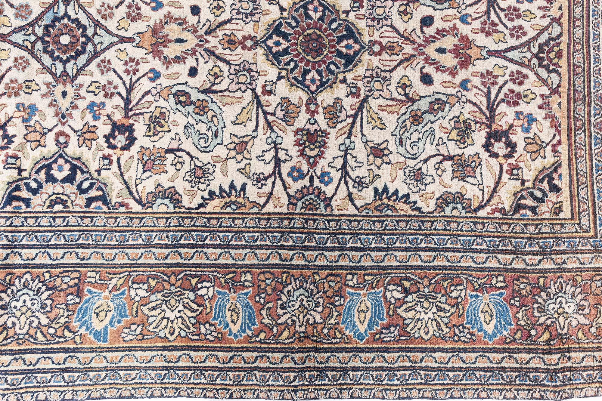 Doris Leslie Blau Authentic 1900s Persian Meshad Handmade Wool Rug For Sale 1