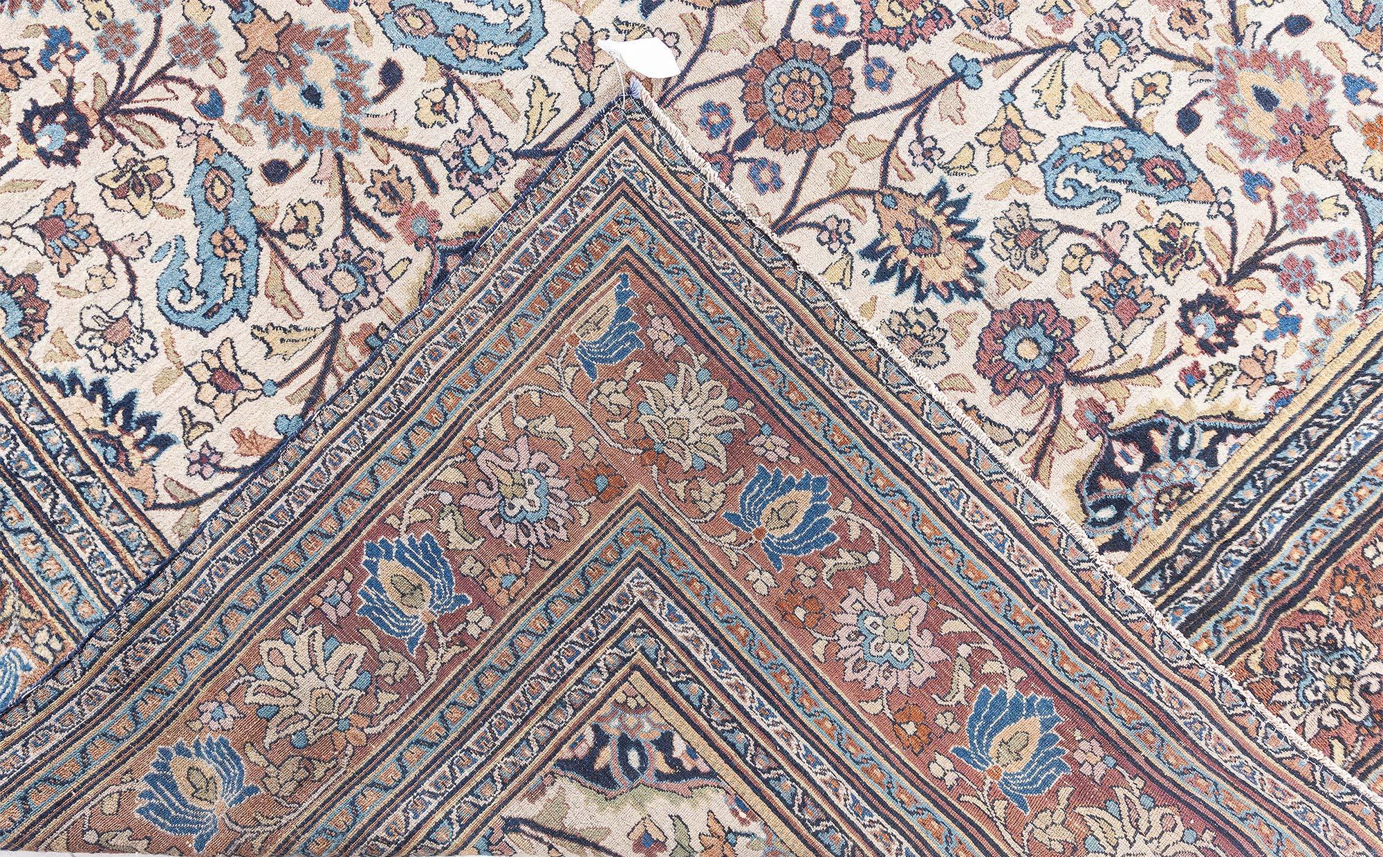 Doris Leslie Blau Authentischer 1900er Persischer Meshad Handgefertigter Wollteppich im Angebot 3