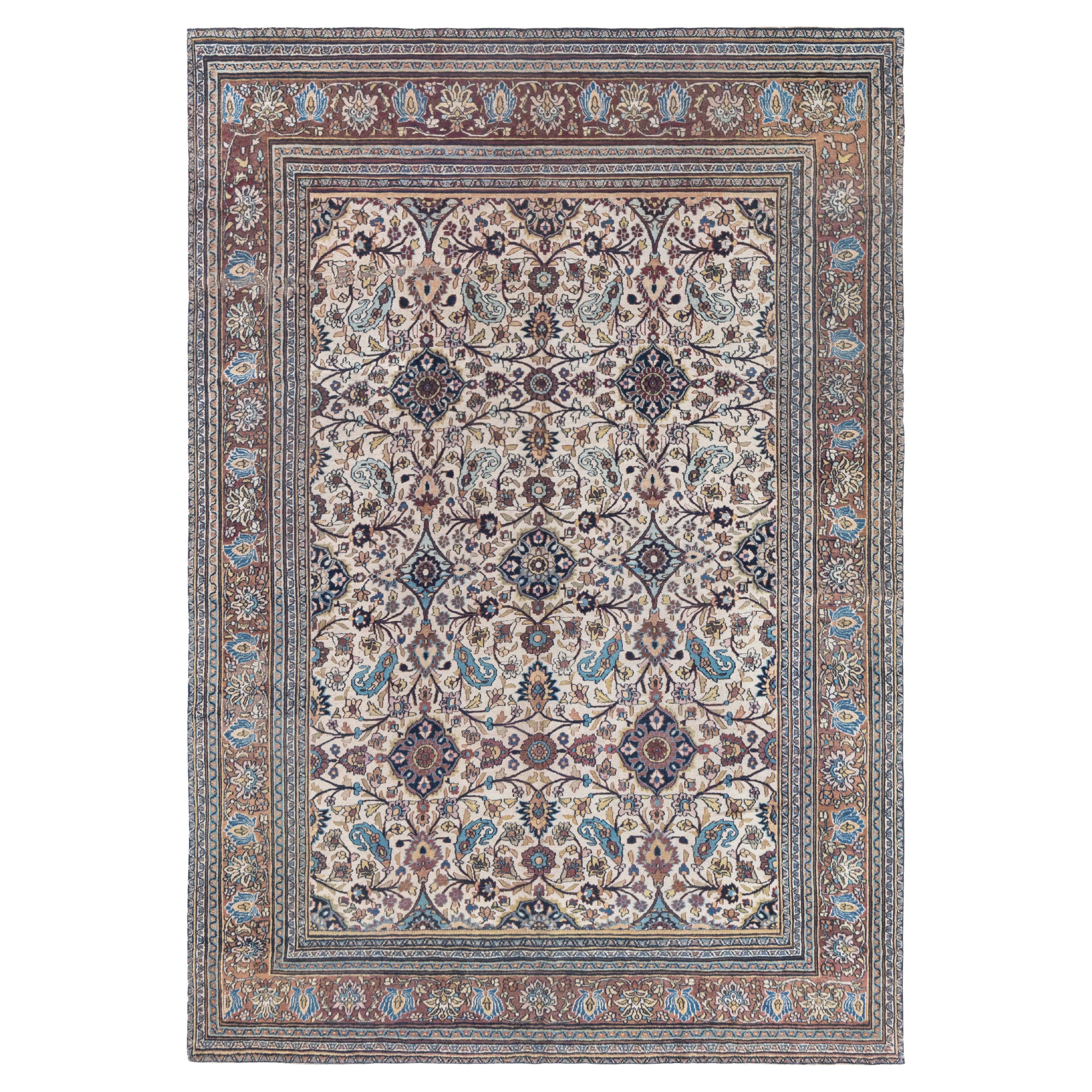 Doris Leslie Blau Authentischer 1900er Persischer Meshad Handgefertigter Wollteppich