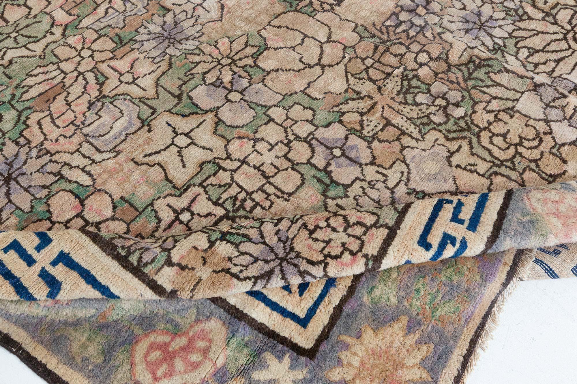 Cinese Doris Leslie Blau Tappeto autentico di lana blu-viola cinese del XIX secolo in vendita