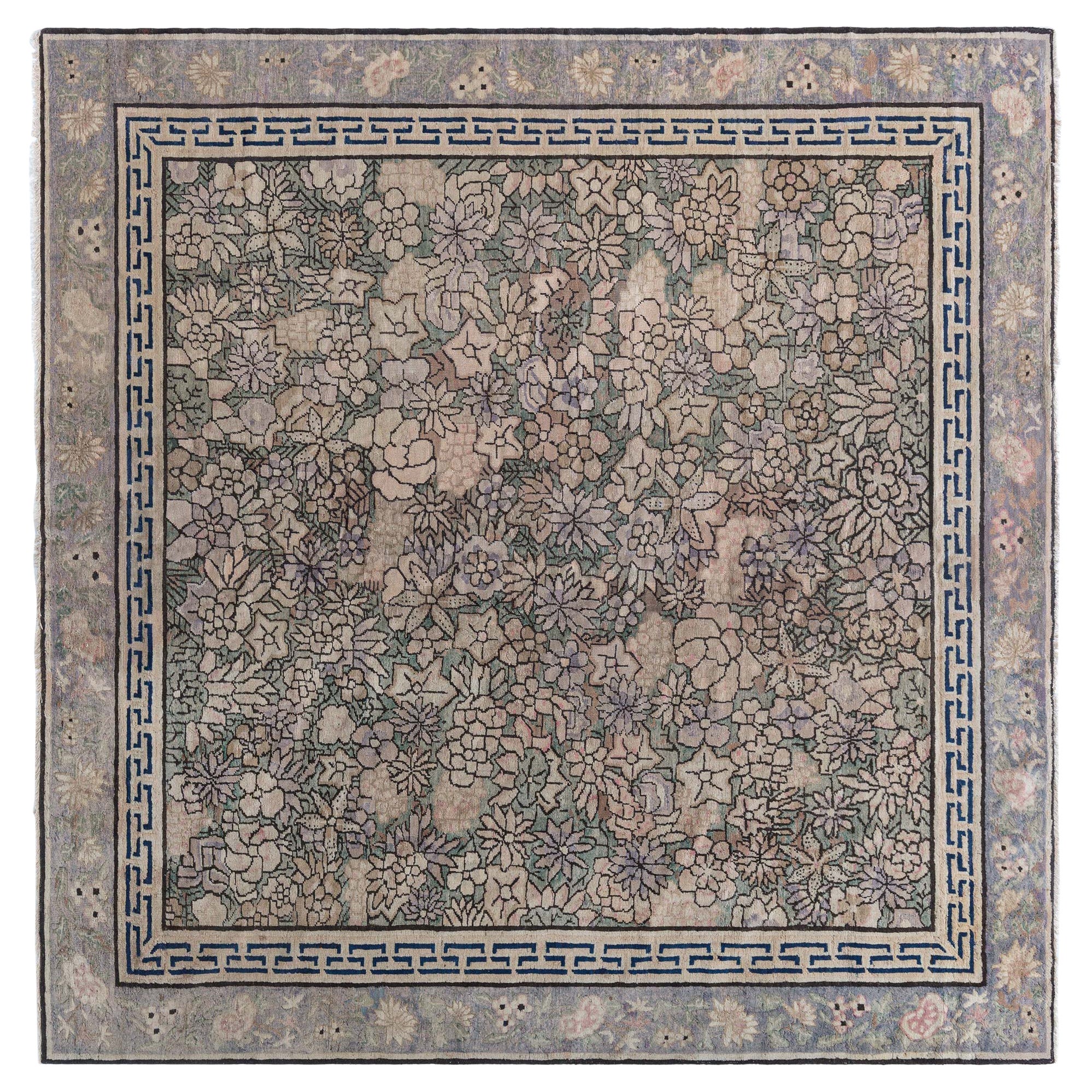 Doris Leslie Blau Tappeto autentico di lana blu-viola cinese del XIX secolo in vendita