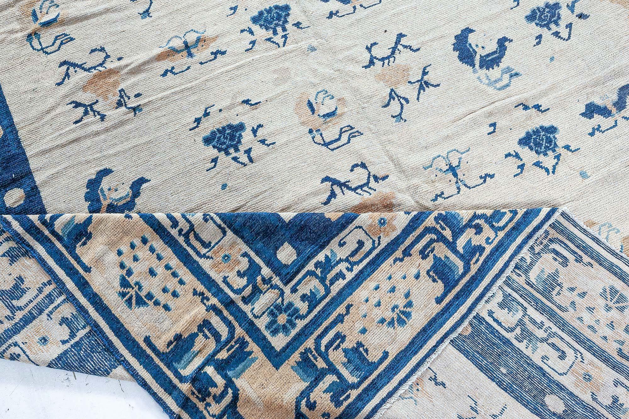 Doris Leslie Blau Authentic 19th Century Chinese Botanic Wool Rug For Sale 3