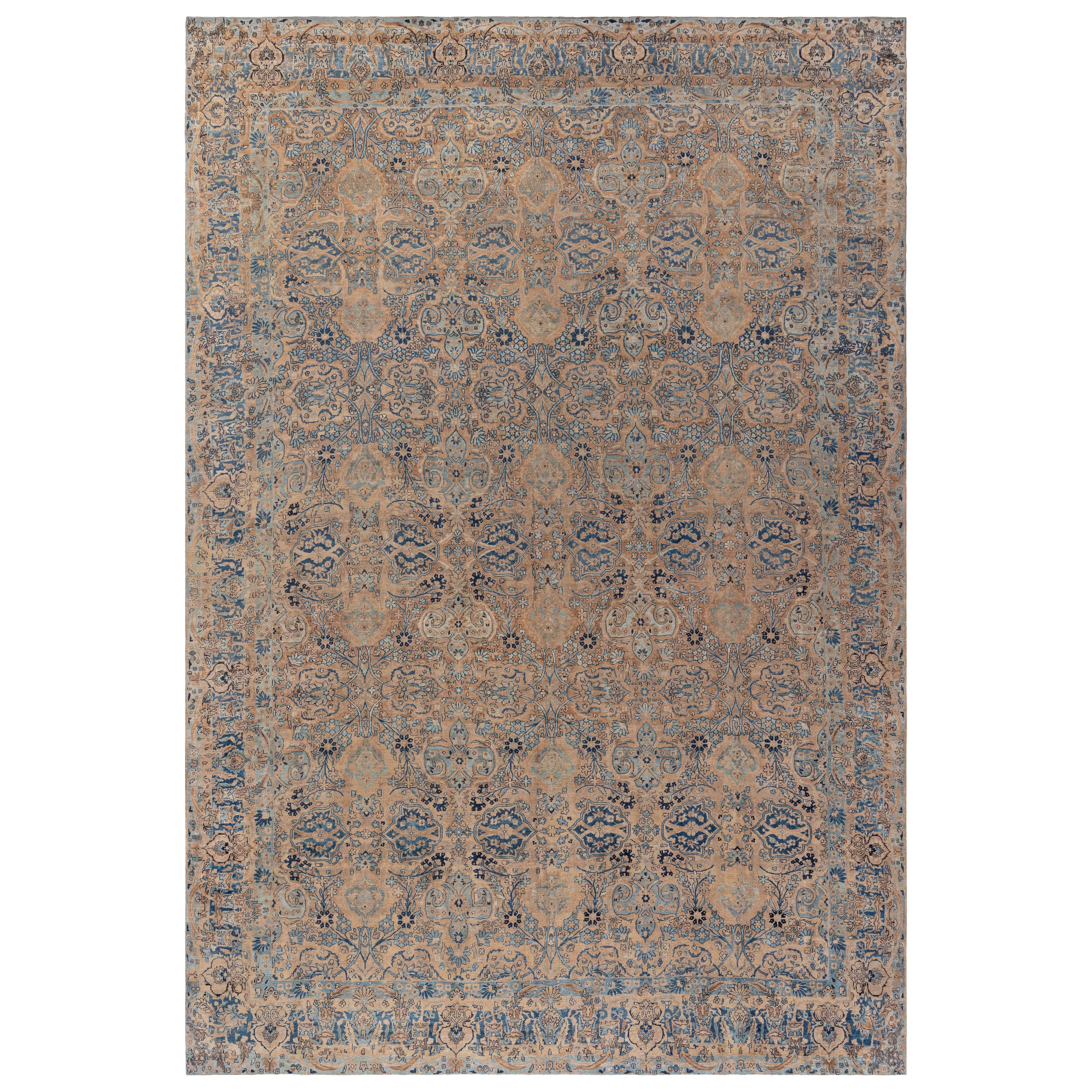 Doris Leslie Blau Authentic 19th Century Persian Kirman Carpet For Sale