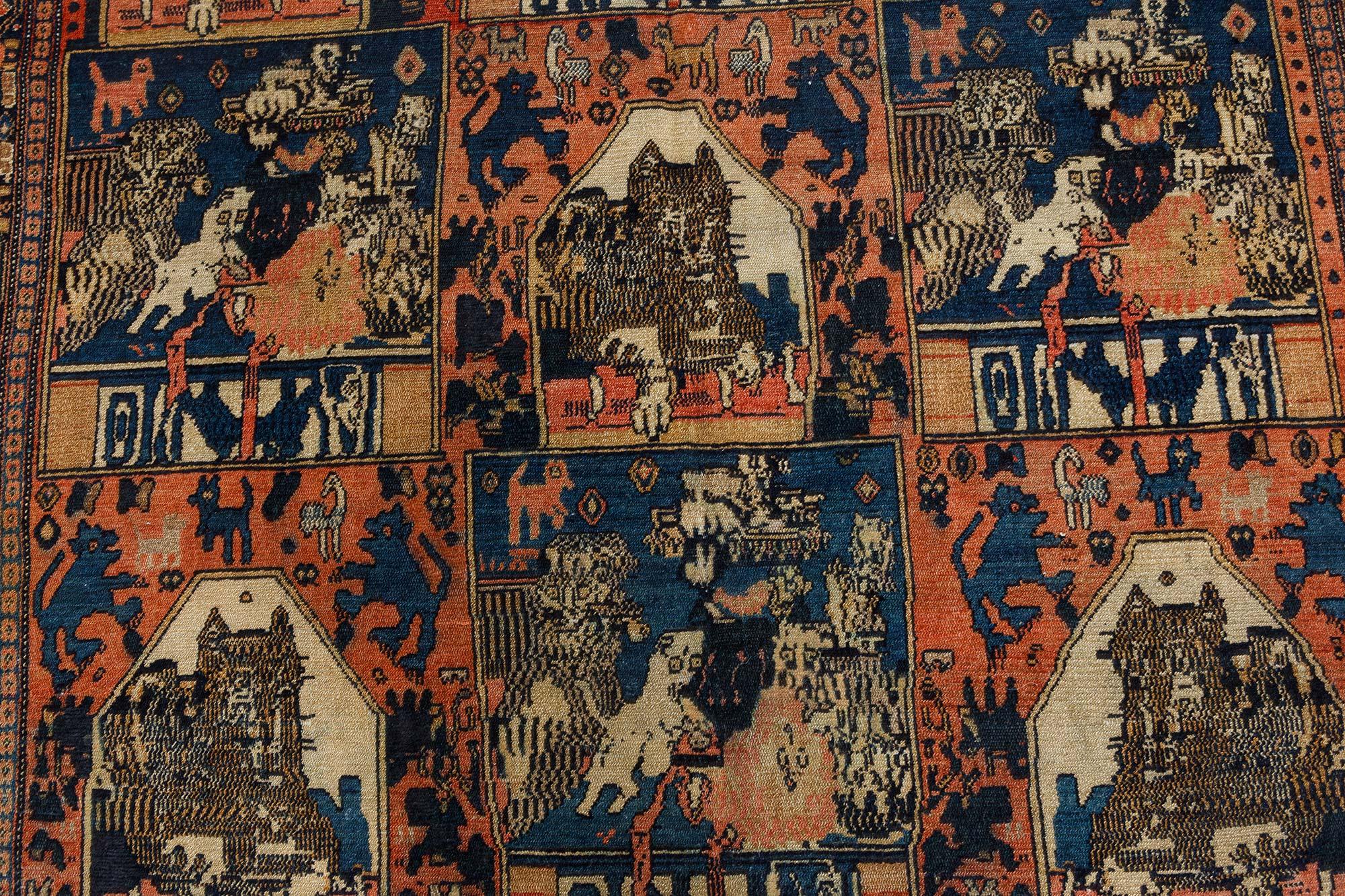 Wool Doris Leslie Blau Authentic 19th Century Persian Senneh Rug For Sale