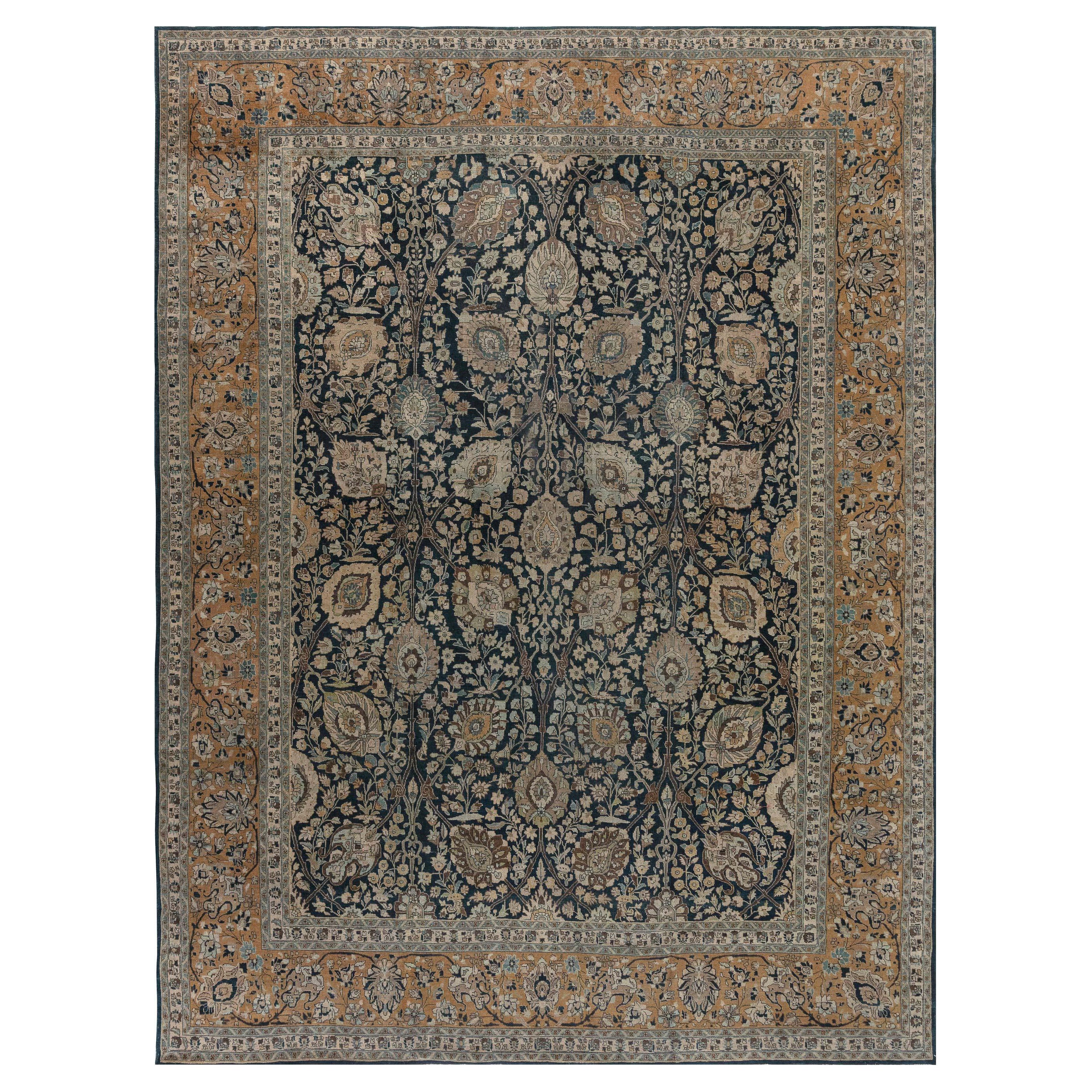 Tapis persan de Tabriz botanique authentique du 19ème siècle Doris Leslie Blau