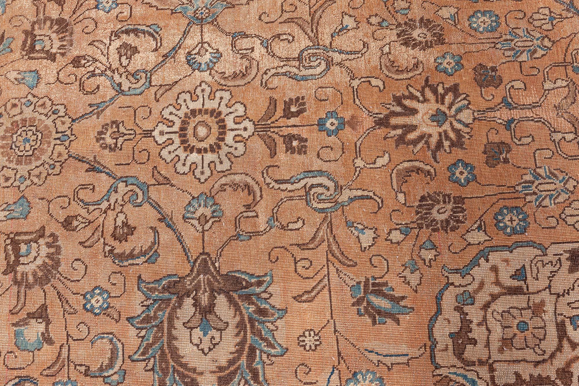 Autentico tappeto persiano Tabriz del XIX secolo in lana blu e marrone fatto a mano
Dimensioni: 13'4