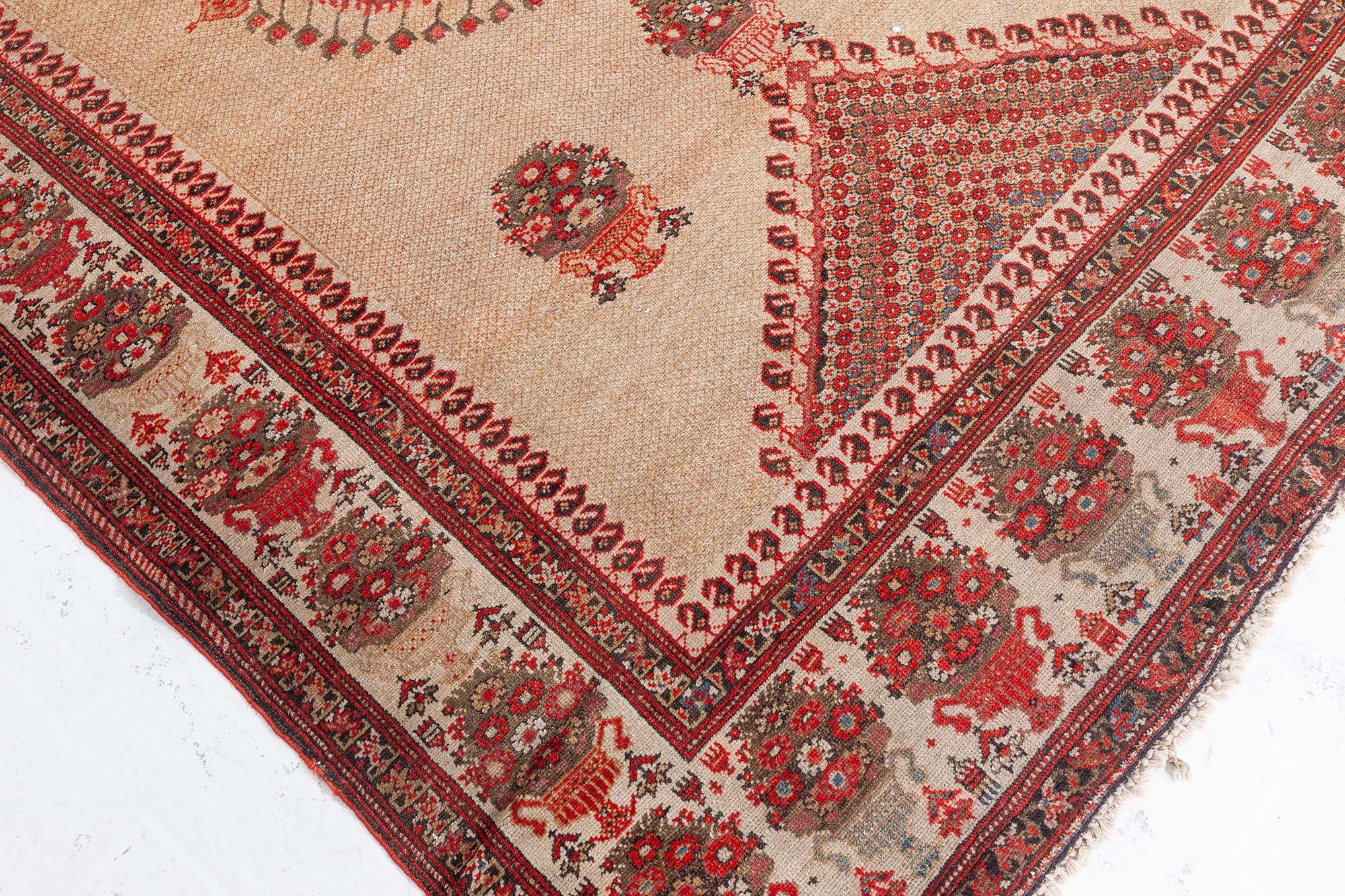 Doris Leslie Blau Alfombra auténtica de lana Sarouk del siglo XIX hecha a mano Lana en venta
