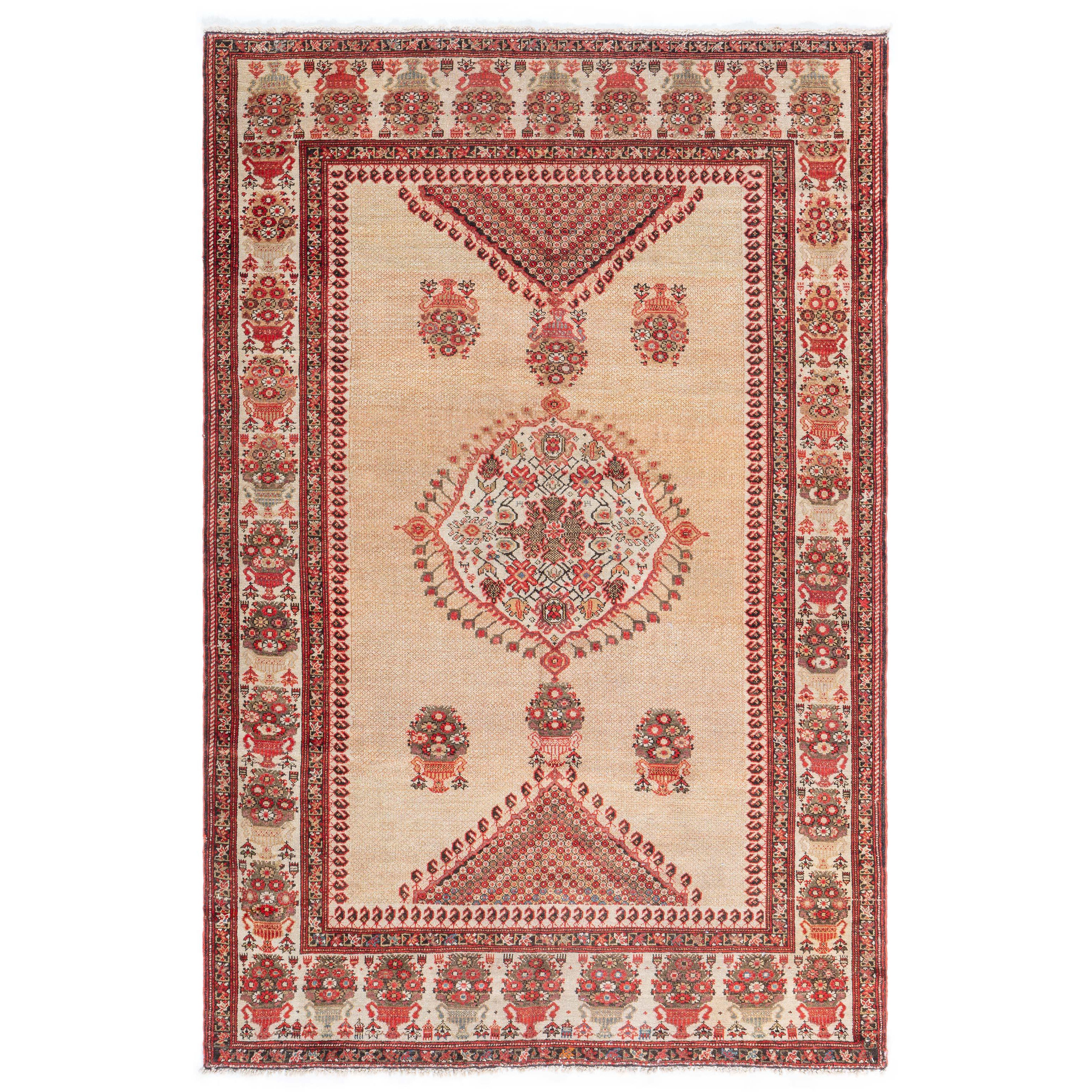 Doris Leslie Blau Alfombra auténtica de lana Sarouk del siglo XIX hecha a mano en venta
