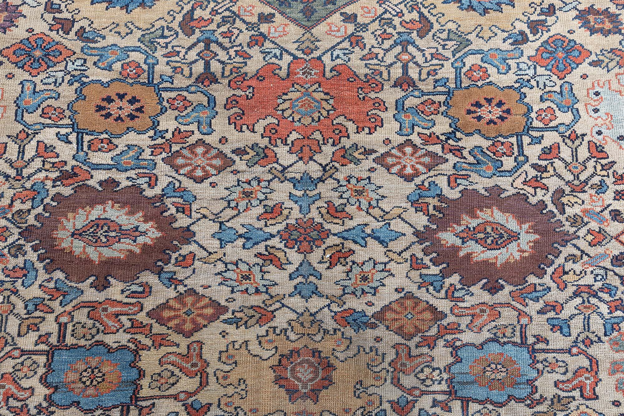 Hand-Knotted Doris Leslie Blau Authentic 19th Century Sultanabad Handmade Wool Rug For Sale