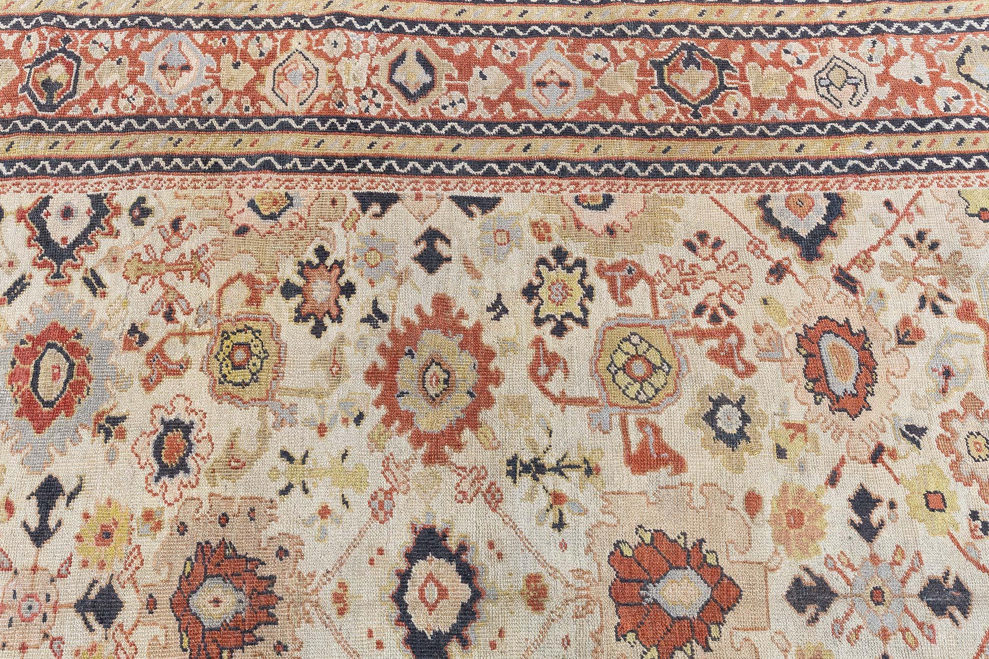 Doris Leslie Blauer authentischer Sultanabad-Wollteppich aus dem 19. Jahrhundert, handgefertigt im Angebot 1