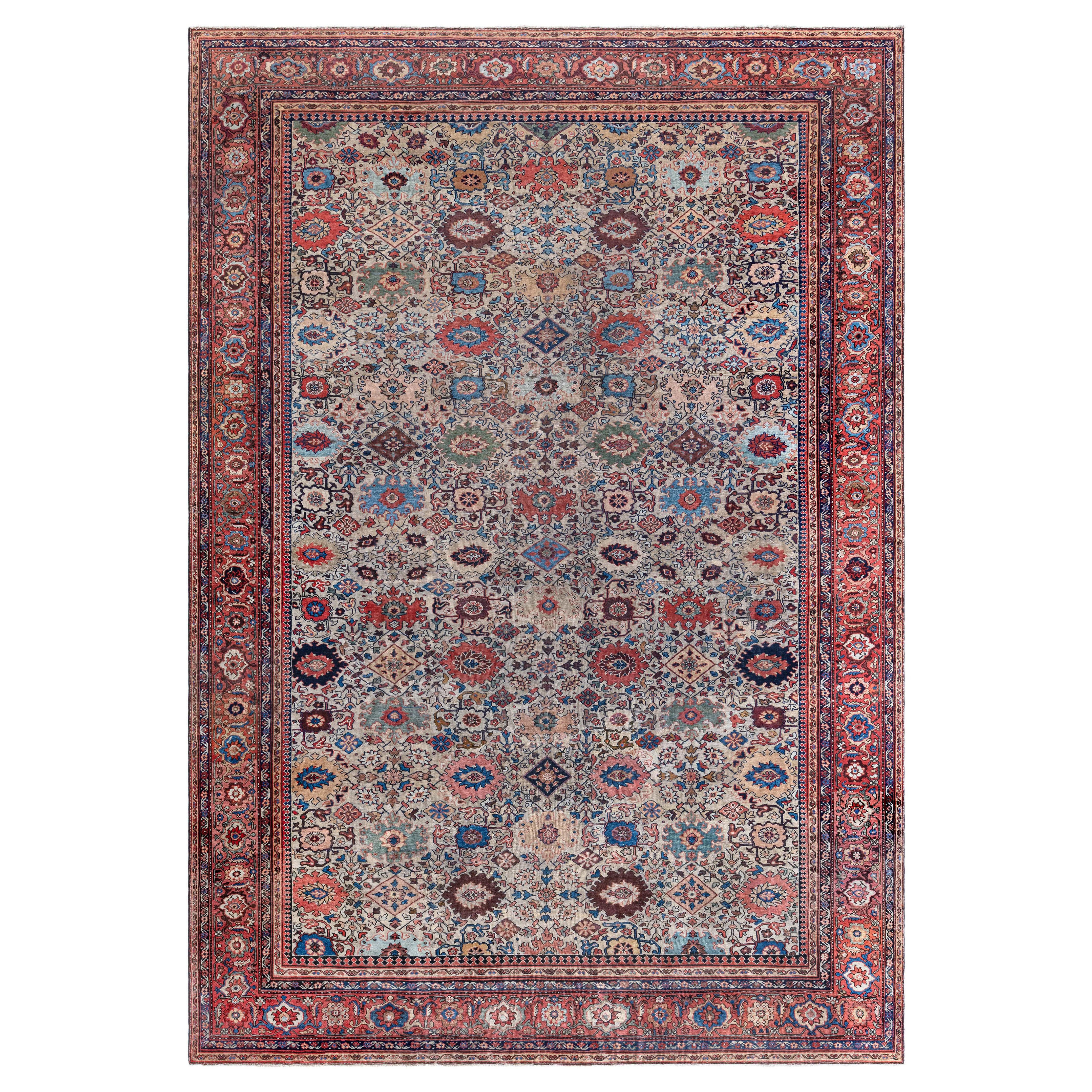 Doris Leslie Blau Authentic 19th Century Sultanabad Handmade Wool Rug For Sale
