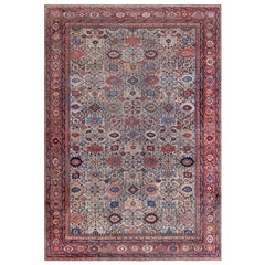 Doris Leslie Blau Authentique tapis en laine Sultanabad fait main du 19e siècle