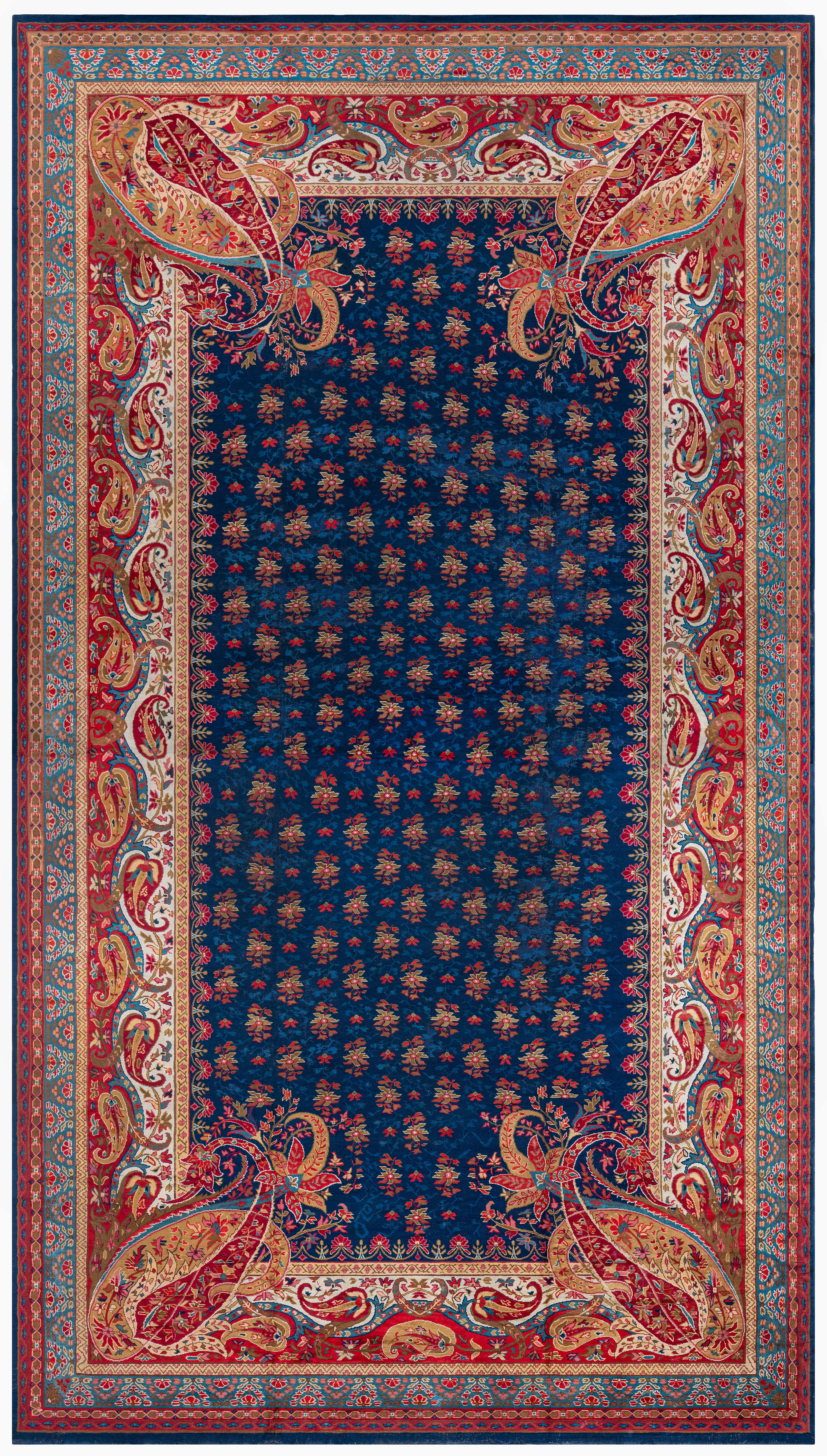 Doris Leslie Blau Authentic English Axminster Blue and Red Carpet