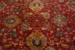 Doris Leslie Blau Authentic Indian Agra Bold Red Handmade Wool Carpet