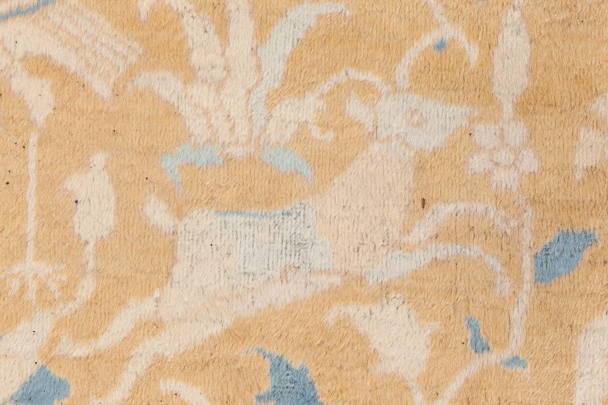 Doris Leslie Blau Authentischer handgefertigter Teppich aus Wolle mit indischem Tiermuster (Indisch) im Angebot