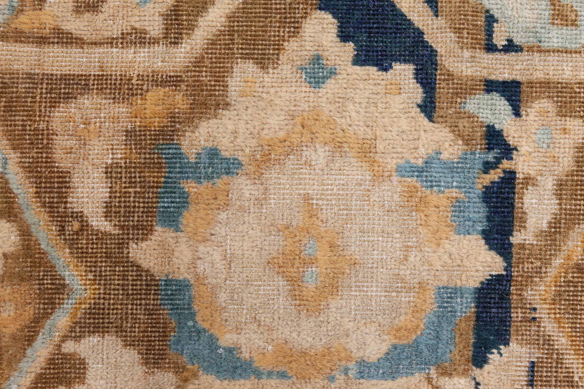 Doris Leslie Blau Authentischer handgefertigter Teppich aus Wolle mit indischem Tiermuster im Angebot 2