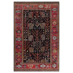 Tapis persan Bakhtiari rouge authentique fait main Doris Leslie Blau