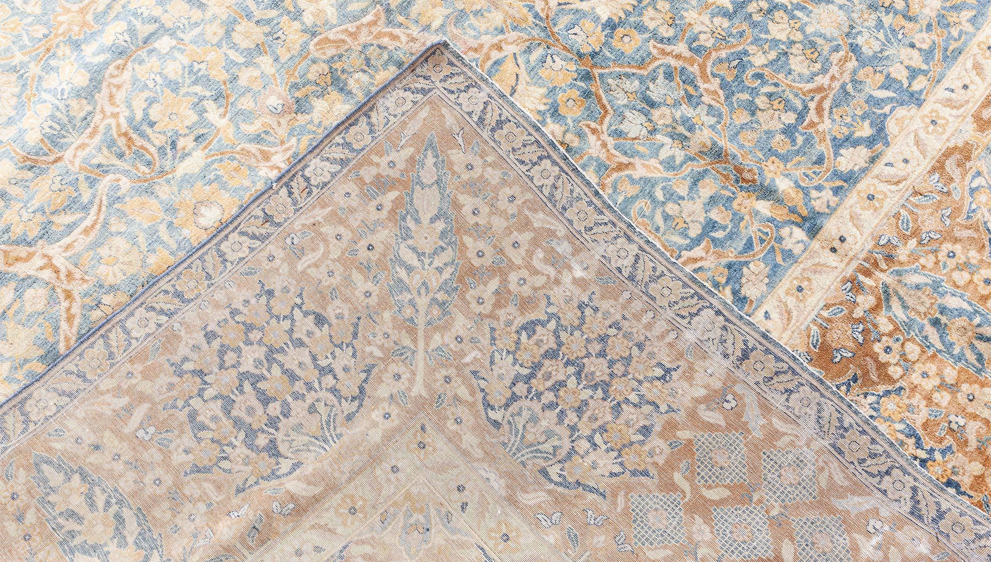 Doris Leslie Blauer authentischer persischer Kirman Handgefertigter Teppich aus Wolle im Angebot 6