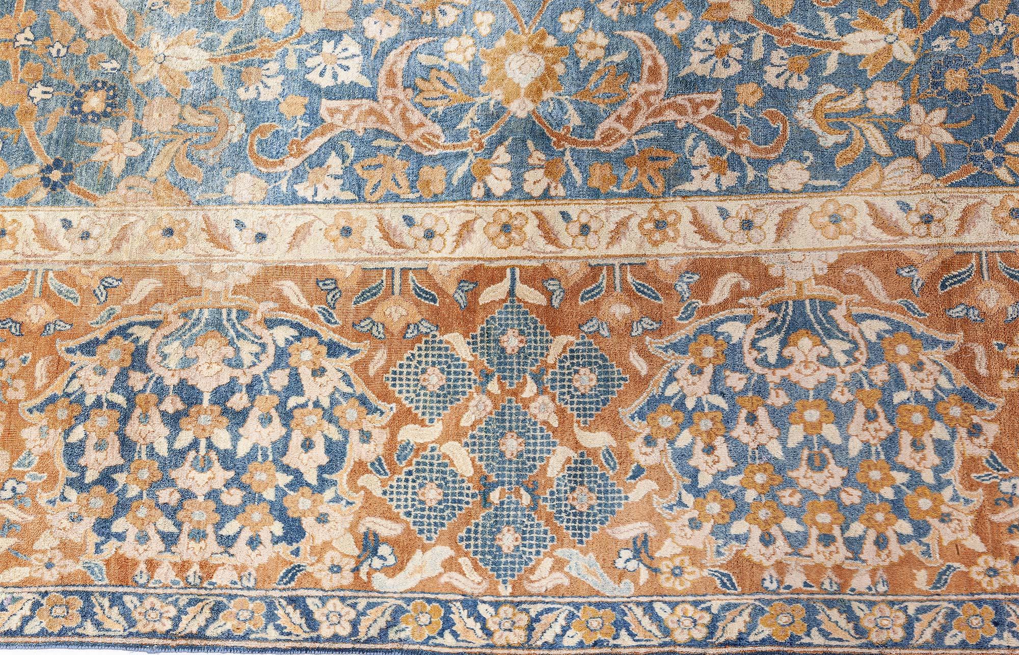 Authentischer Persischer Kirman Grün Blau Braun Handgefertigter Wollteppich
Größe: 9'1
