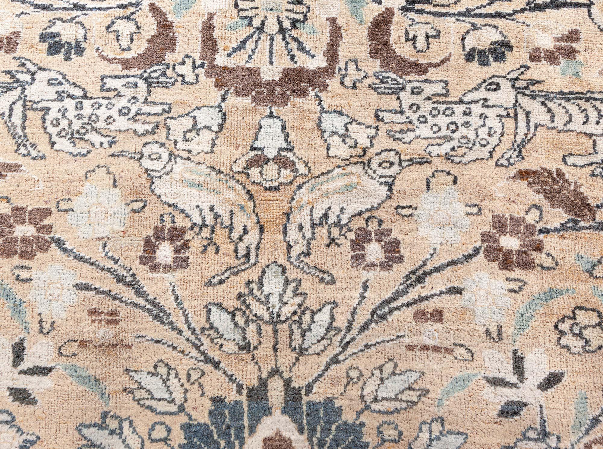 Doris Leslie Blauer authentischer persischer Meshad-Wollteppich im Meshad-Design, handgefertigt (Persisch) im Angebot