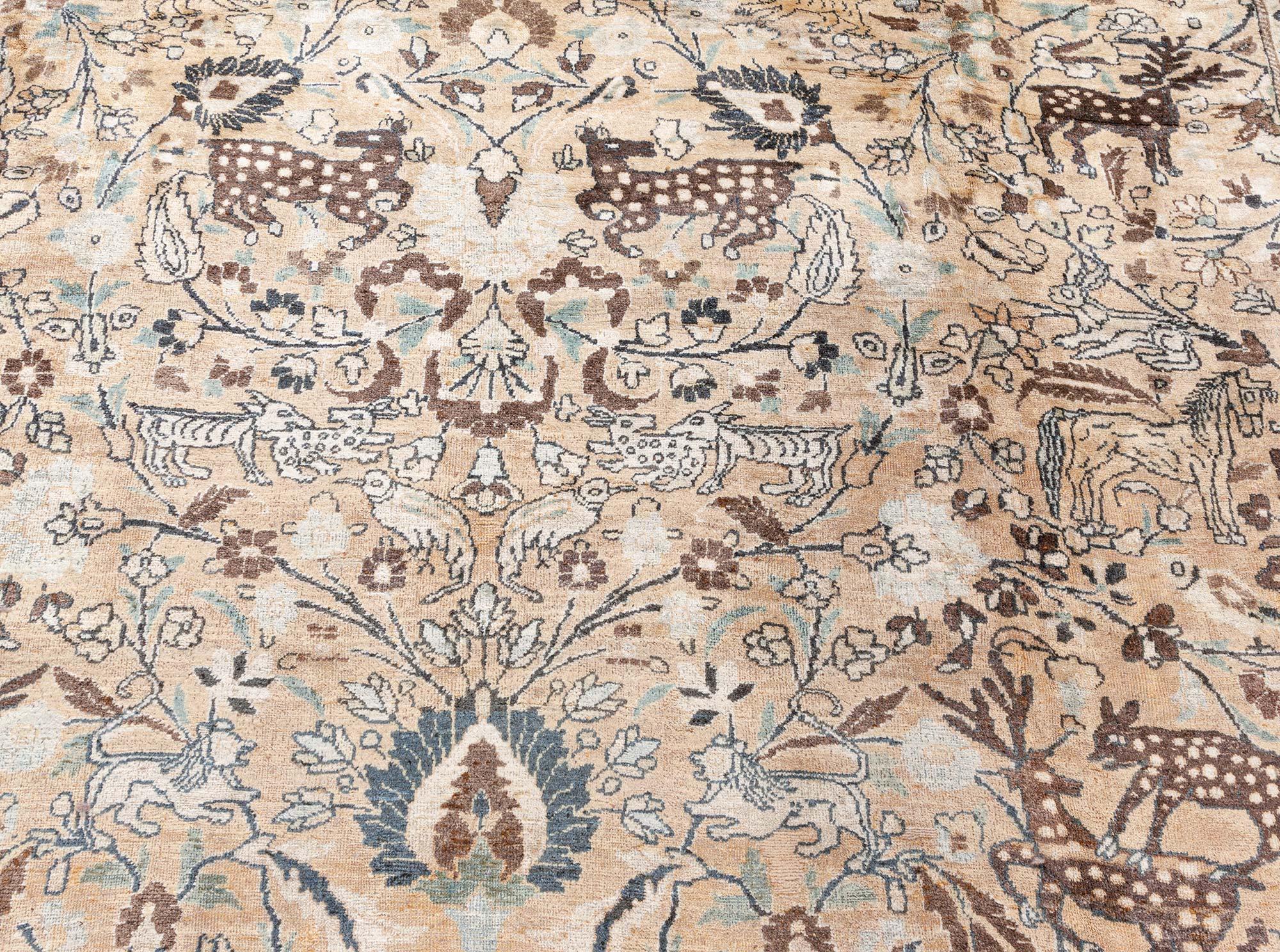 Doris Leslie Blauer authentischer persischer Meshad-Wollteppich im Meshad-Design, handgefertigt (Wolle) im Angebot