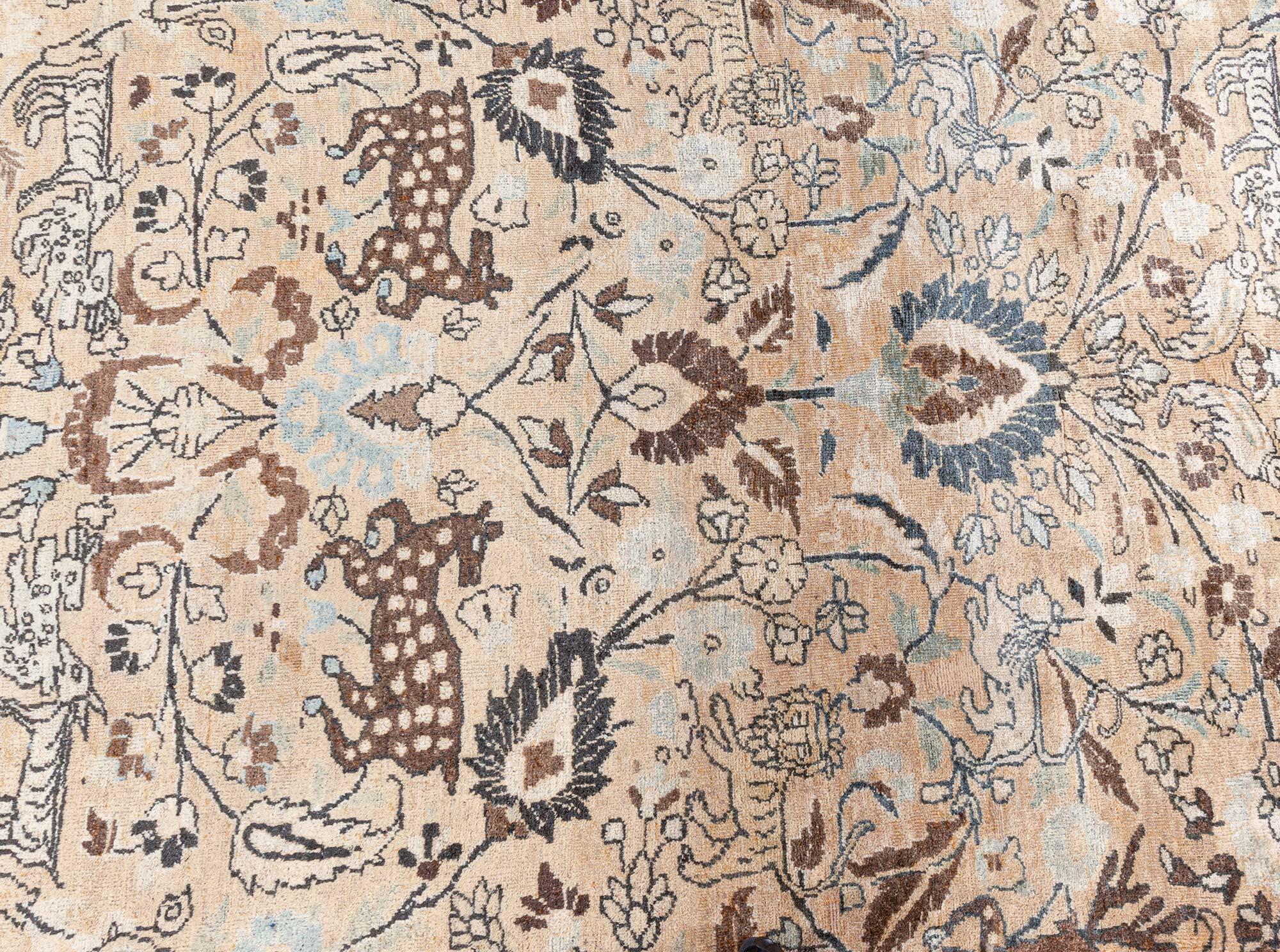 Doris Leslie Blauer authentischer persischer Meshad-Wollteppich im Meshad-Design, handgefertigt im Angebot 1