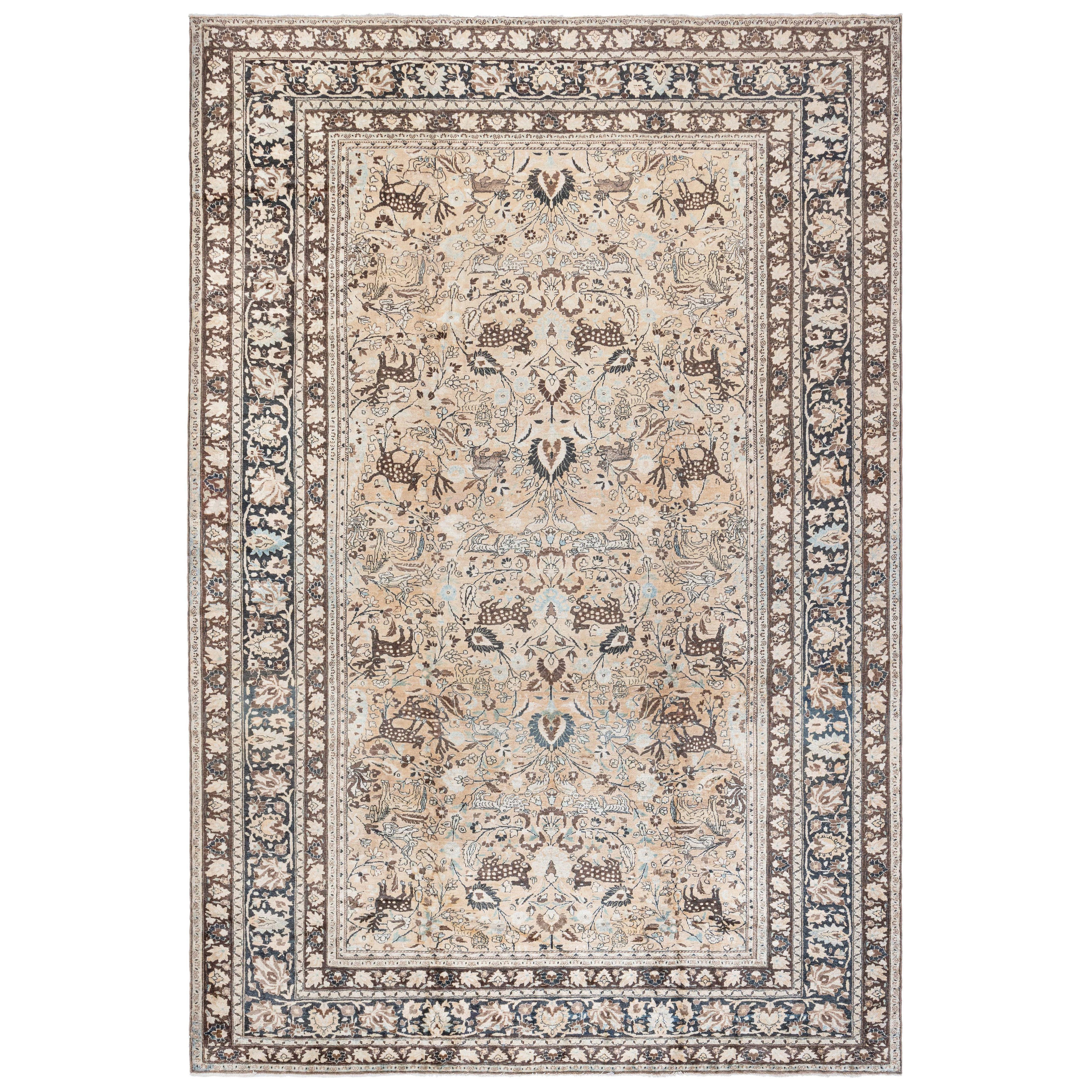 Doris Leslie Blau Auténtica alfombra persa de lana hecha a mano con diseño Meshad