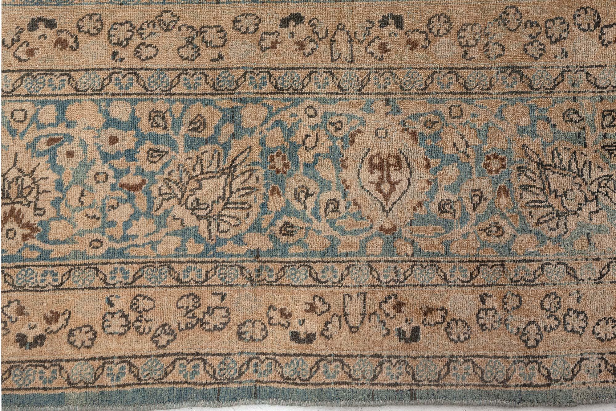 Lana Doris Leslie Blau Tappeto autentico persiano Tabriz Botanic in lana fatto a mano in vendita